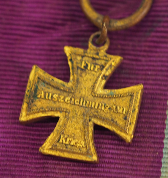 Mecklenburg-Schwerin: Militär-Verdienstkreuz, 1870, 2. Klasse Miniatur.Bronze vergoldet, fein - Image 3 of 3