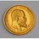 Württemberg: 20 Mark, Wilhelm II., 1900.Gold, Münzzeichen F.Zustand: I-II- - -23.00 % buyer's