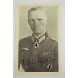 Walter, Wilhelm.(1910-2010). Er wurde als Oberleutnant und Stoßtruppführer mit dem Ritterkreuz des