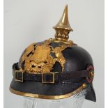 Württemberg: Pickelhaube für Mannschaften des Infanterie-Regiment Nr. 121 - Kammerstück.Schwarze