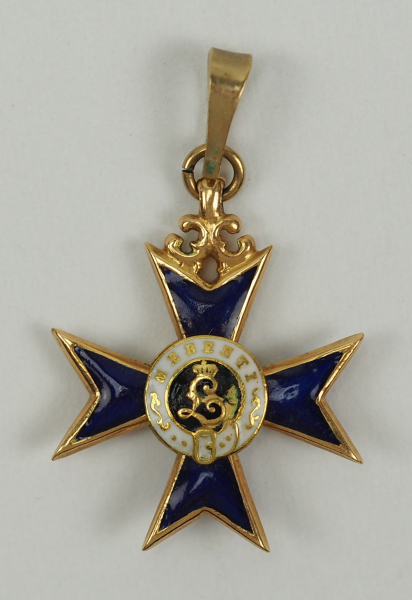 Bayern: Militär-Verdienst-Orden, Ritterkreuz 2. Klasse ohne Flammen (1866-1905) Miniatur.Gold,