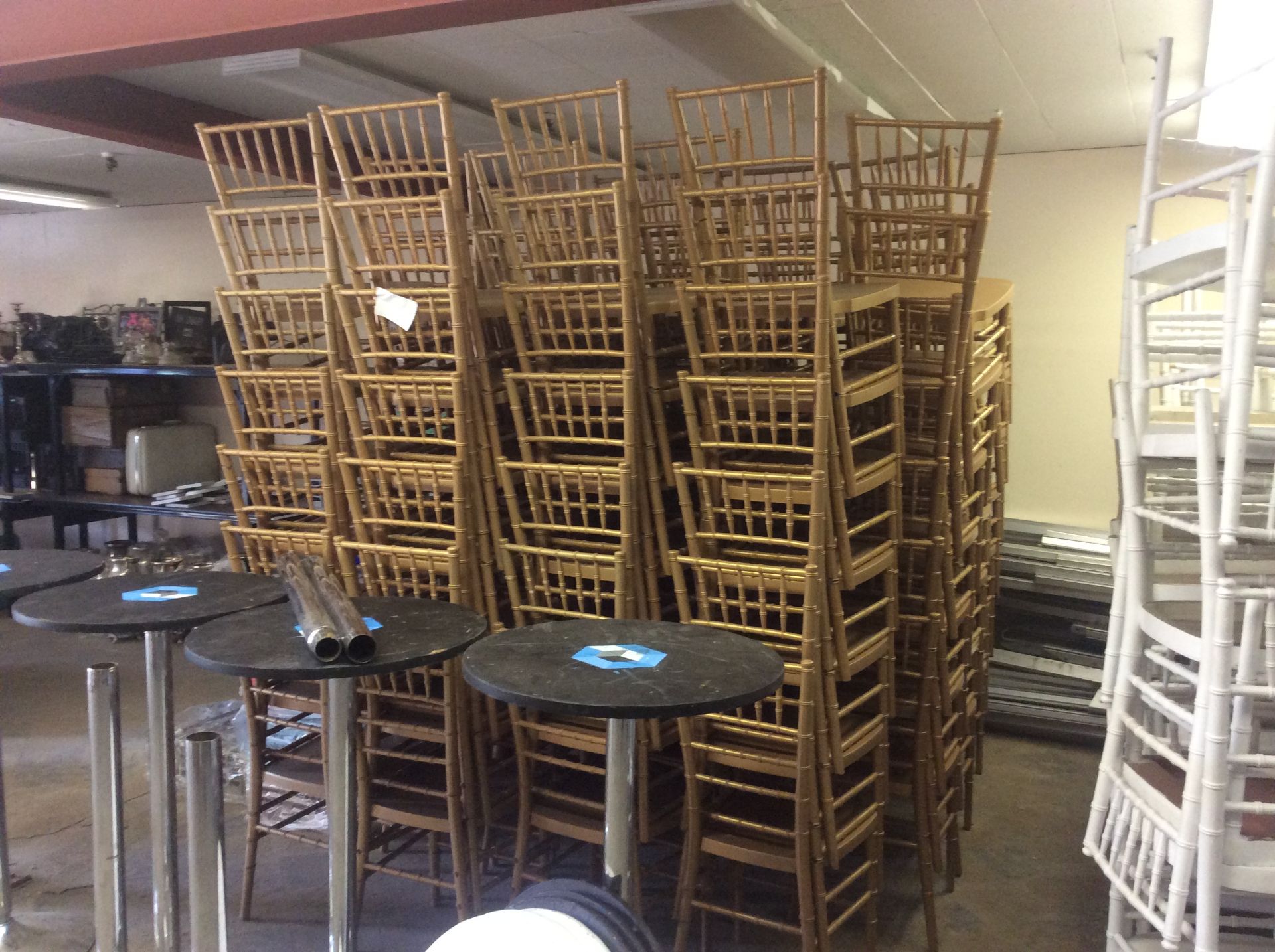 GOLD CHIAVARI CHAIRS 114 PIECES STACKABLE SUBJECT TO COUNT