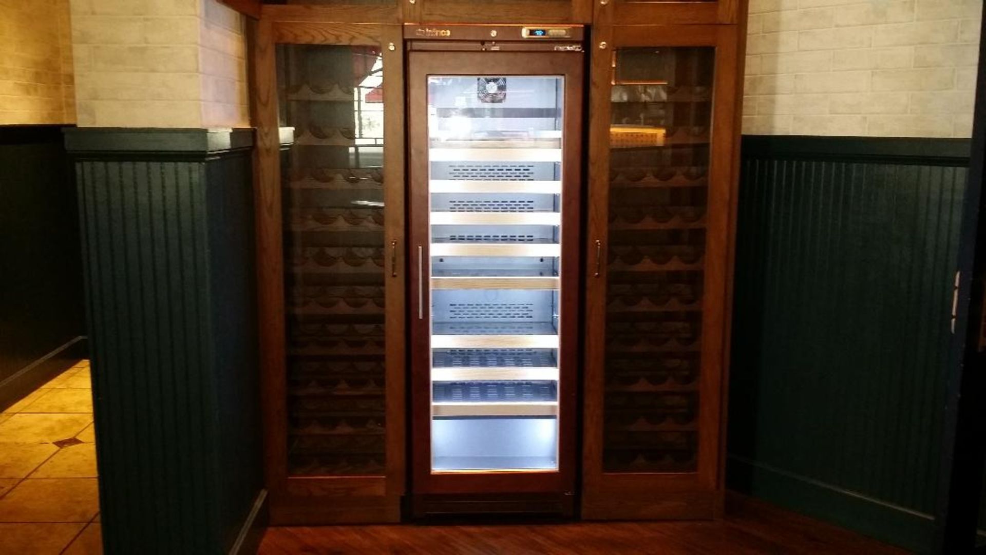 WOOD WINE COOLER AND STORAGE UNIT WITH 3 DOORS