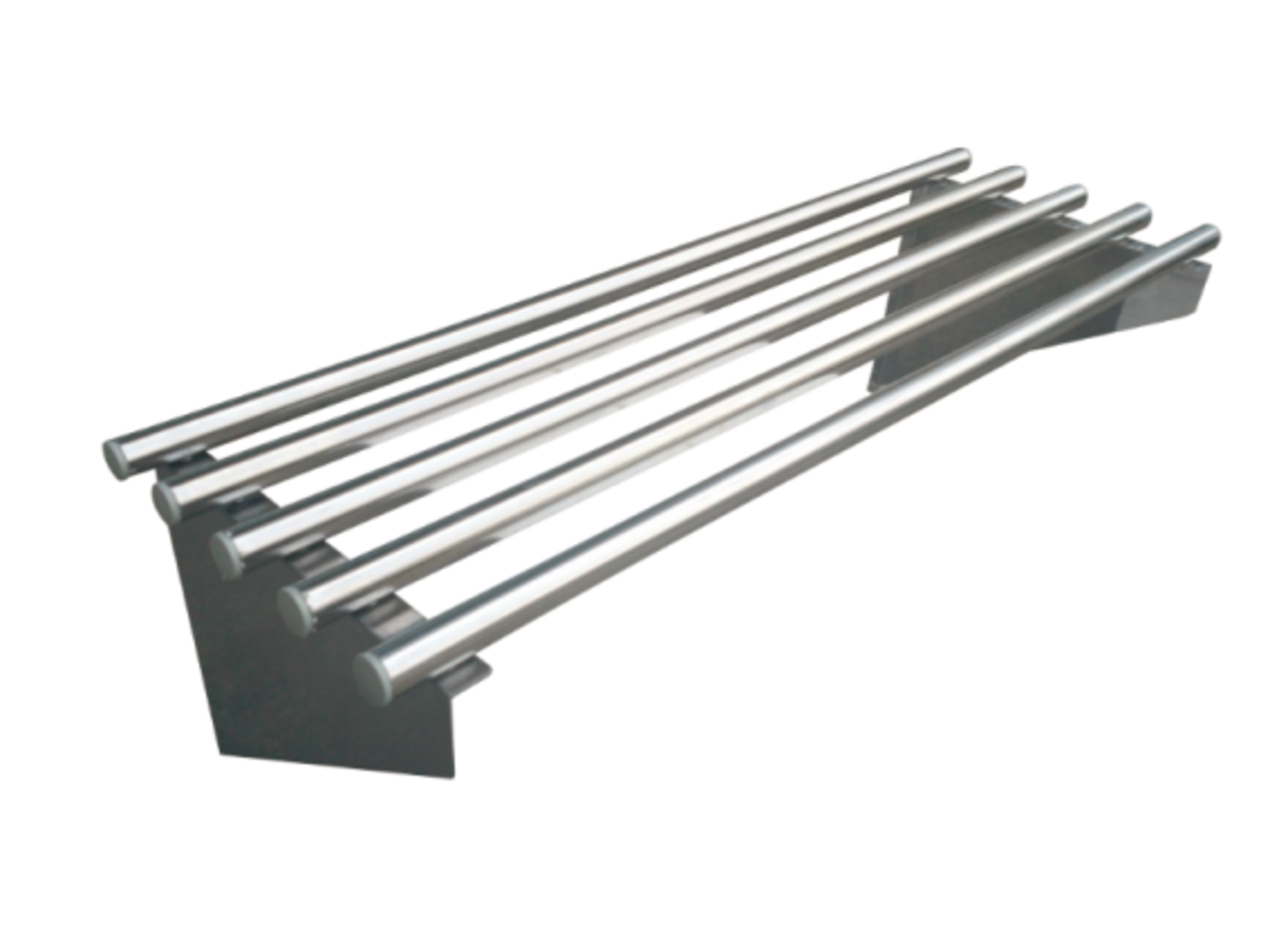 Tubular wall-mounted drainage shelf, 16GA.430S/S brackets 18GA.S/S 1“ diameter tubing, S/S bolts,