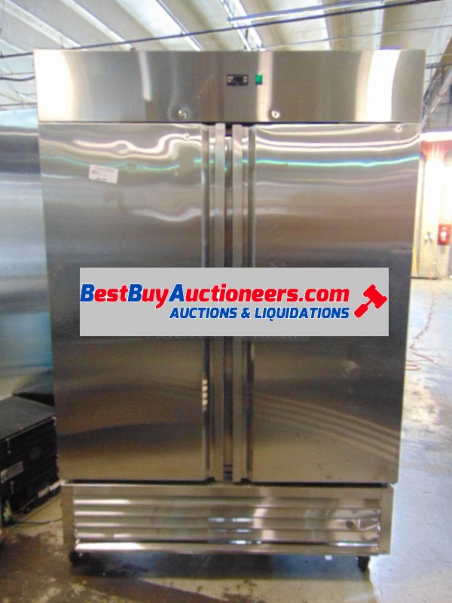 SG Merchandising Model DD49-SDSS Commercial Stainless Steel Electric Double Door Freezer On