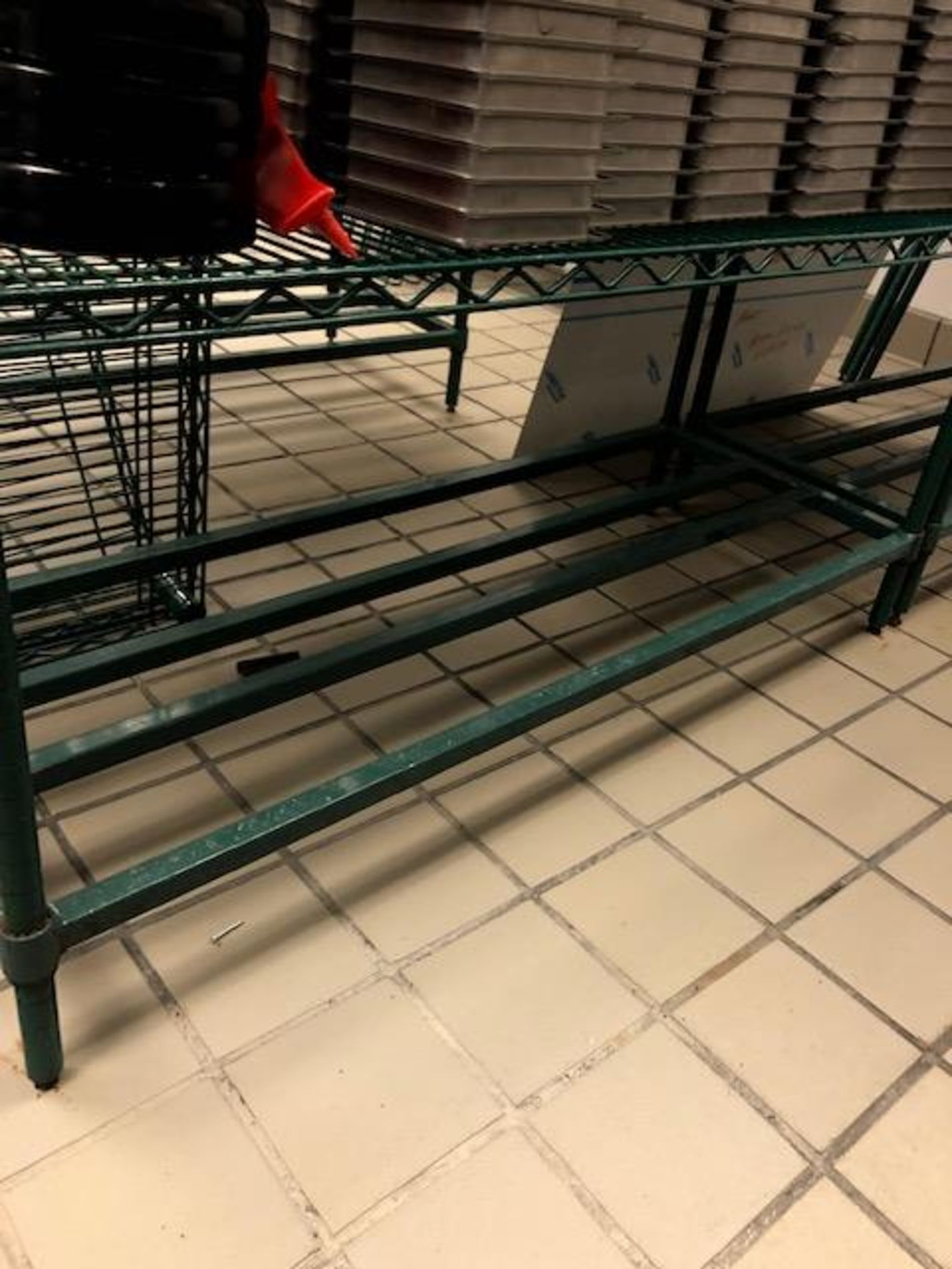 7 COMPLETE SETS OF COATED GREEN METRO SHELVES SOLD PER PIECE (7) INCLUDES HEAVY DUTY BOTTOM - Image 5 of 7