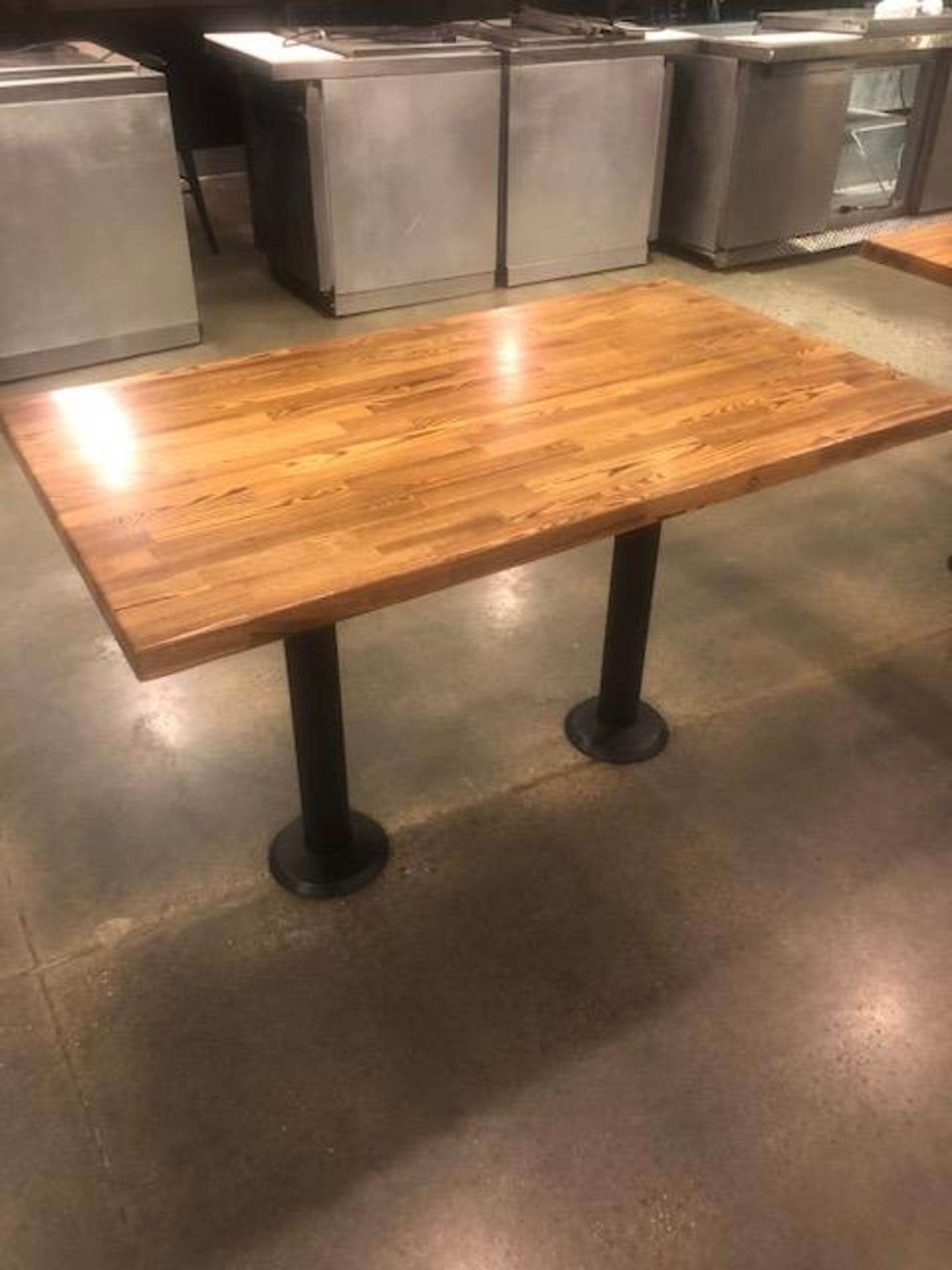 30" X 48" SOLID WOOD TABLES INCLUDING 2 BOLT IN METAL BASES PER TABLE - Image 2 of 2