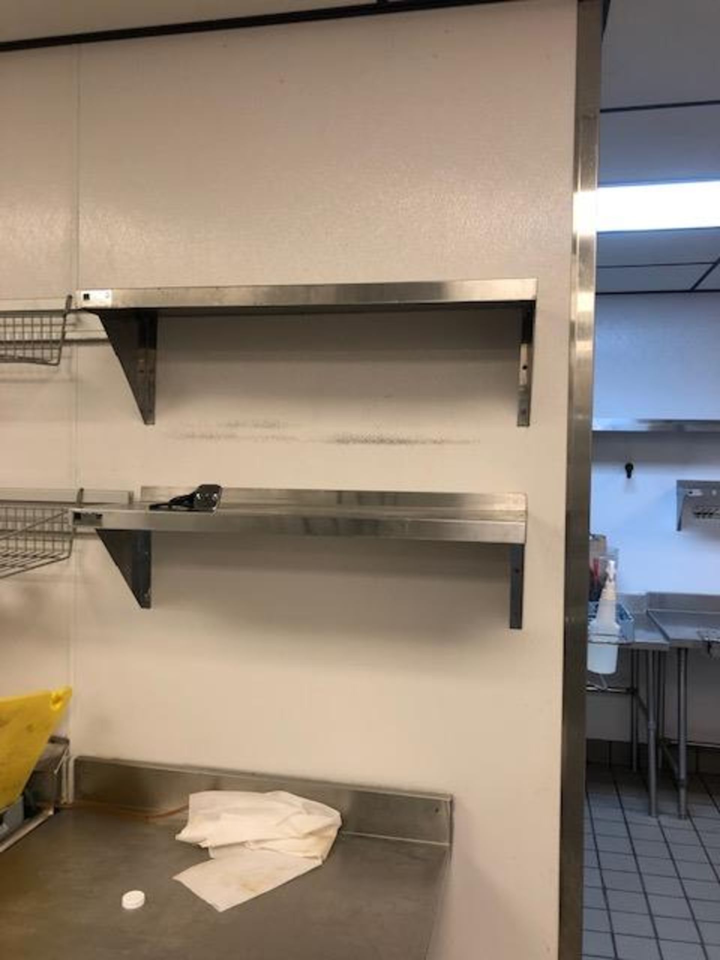 STAINLESS STEEL WALL SHELVES 3 FOOT. SET OF 2