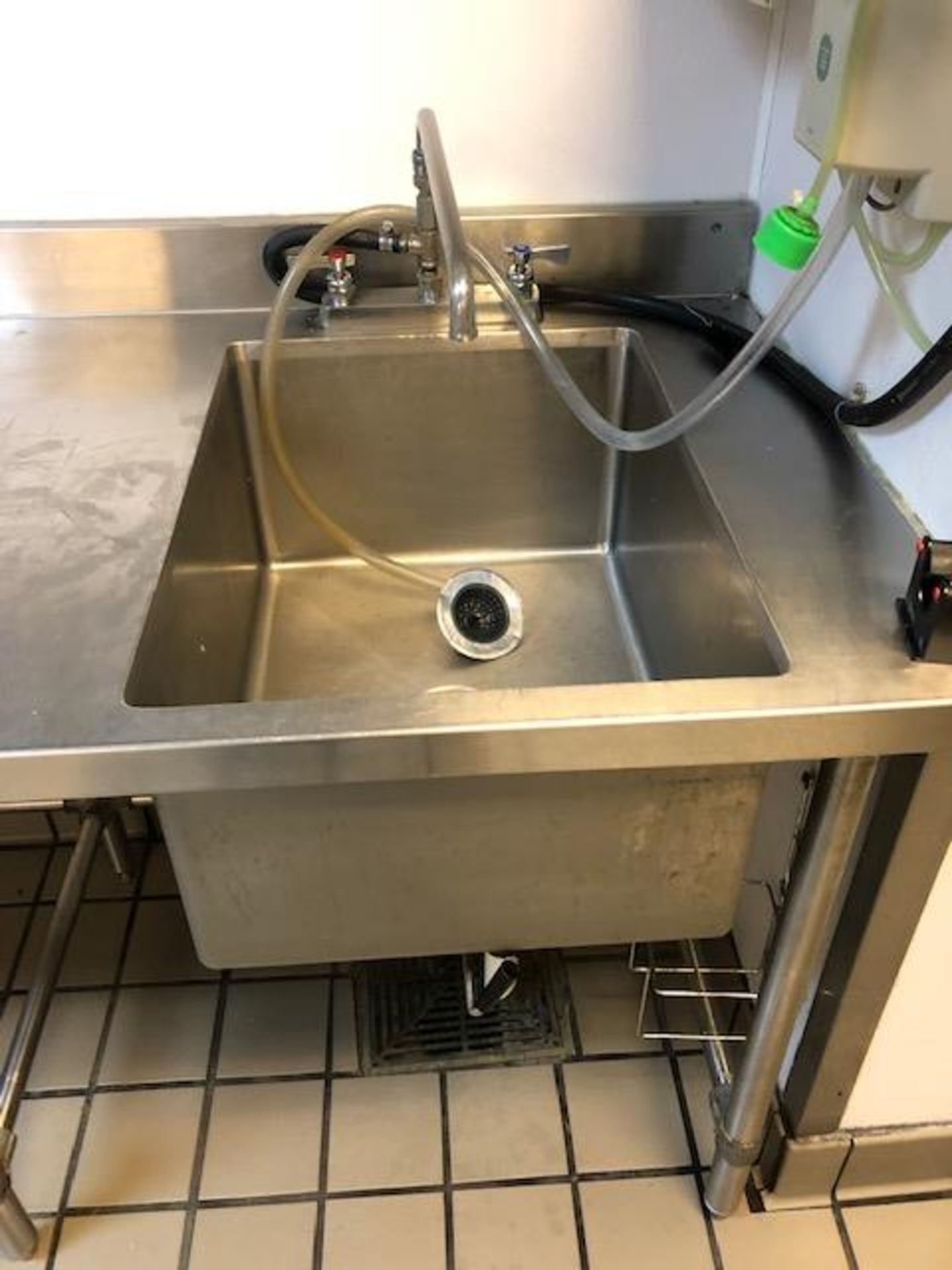 STAINLESS STEEL PREP WORKTABLE 6 FOOT WITH SINK AND FAUCET - Image 3 of 3