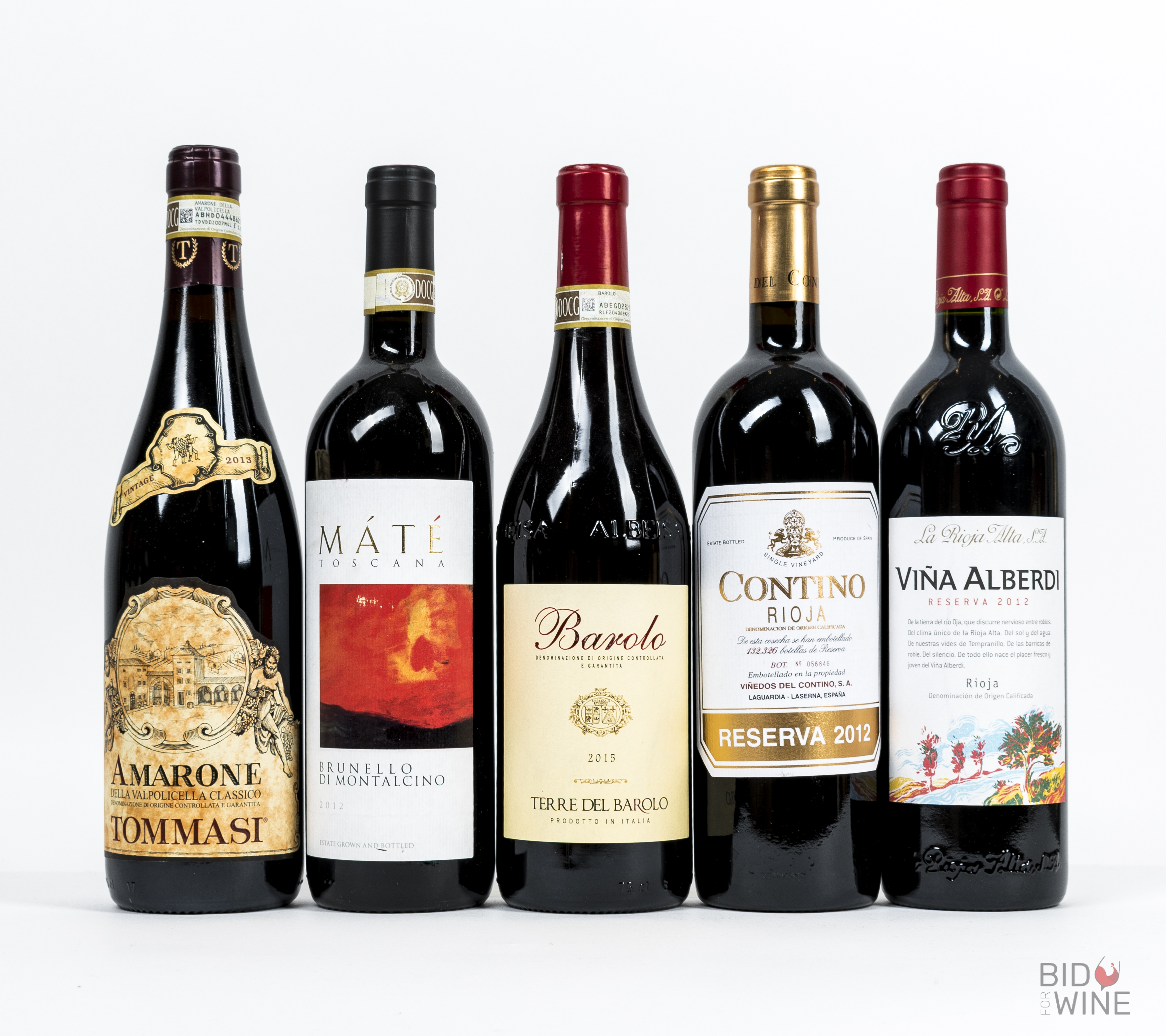 Various Vintages Assorted Spain and Italy, 5 bottles of 75cl.