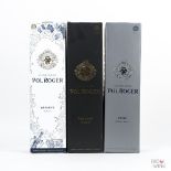 Various Vintages Pol Roger Trio, 3 bottles of 75cl.