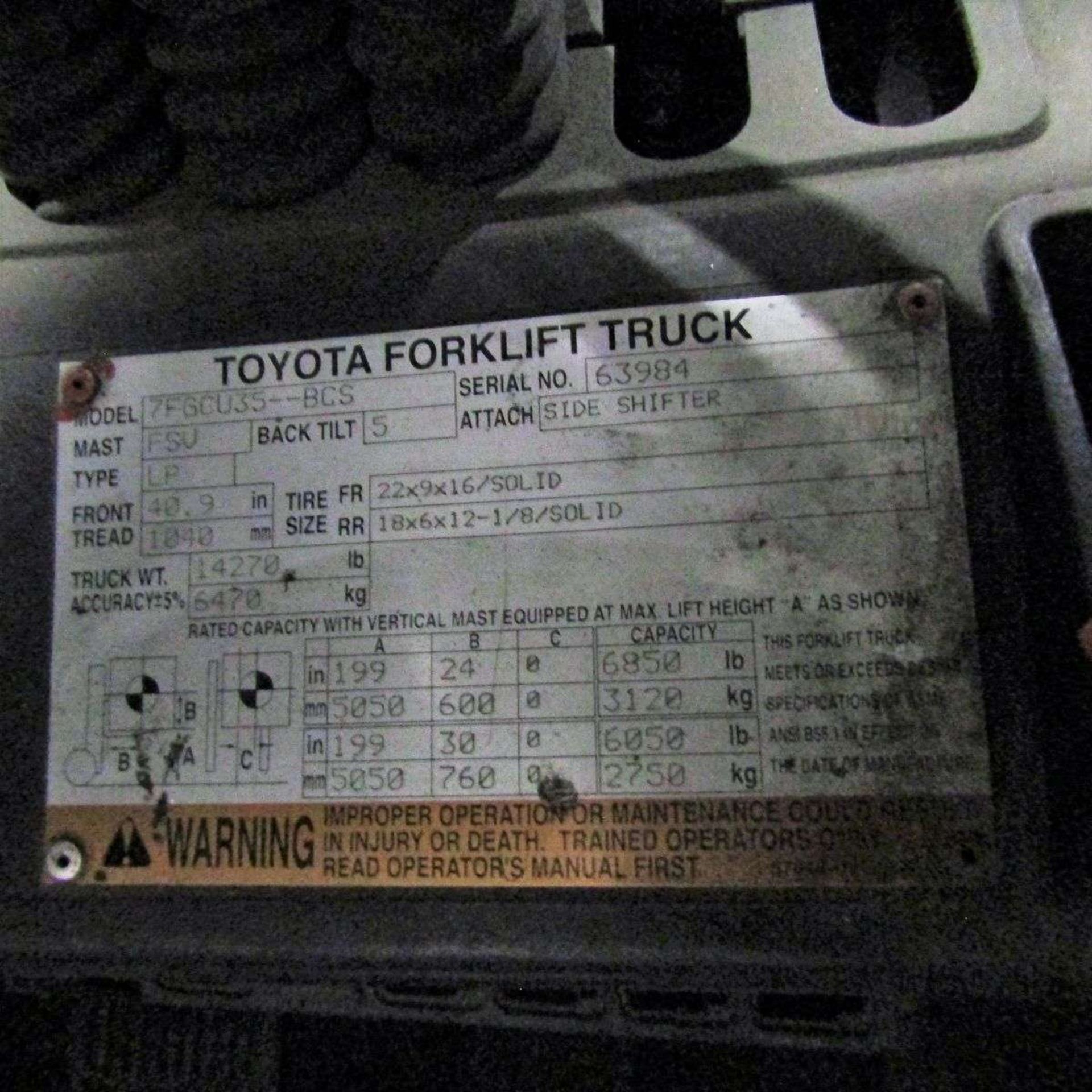 Toyota 7FGCU35-BCS Forklift - Image 5 of 6