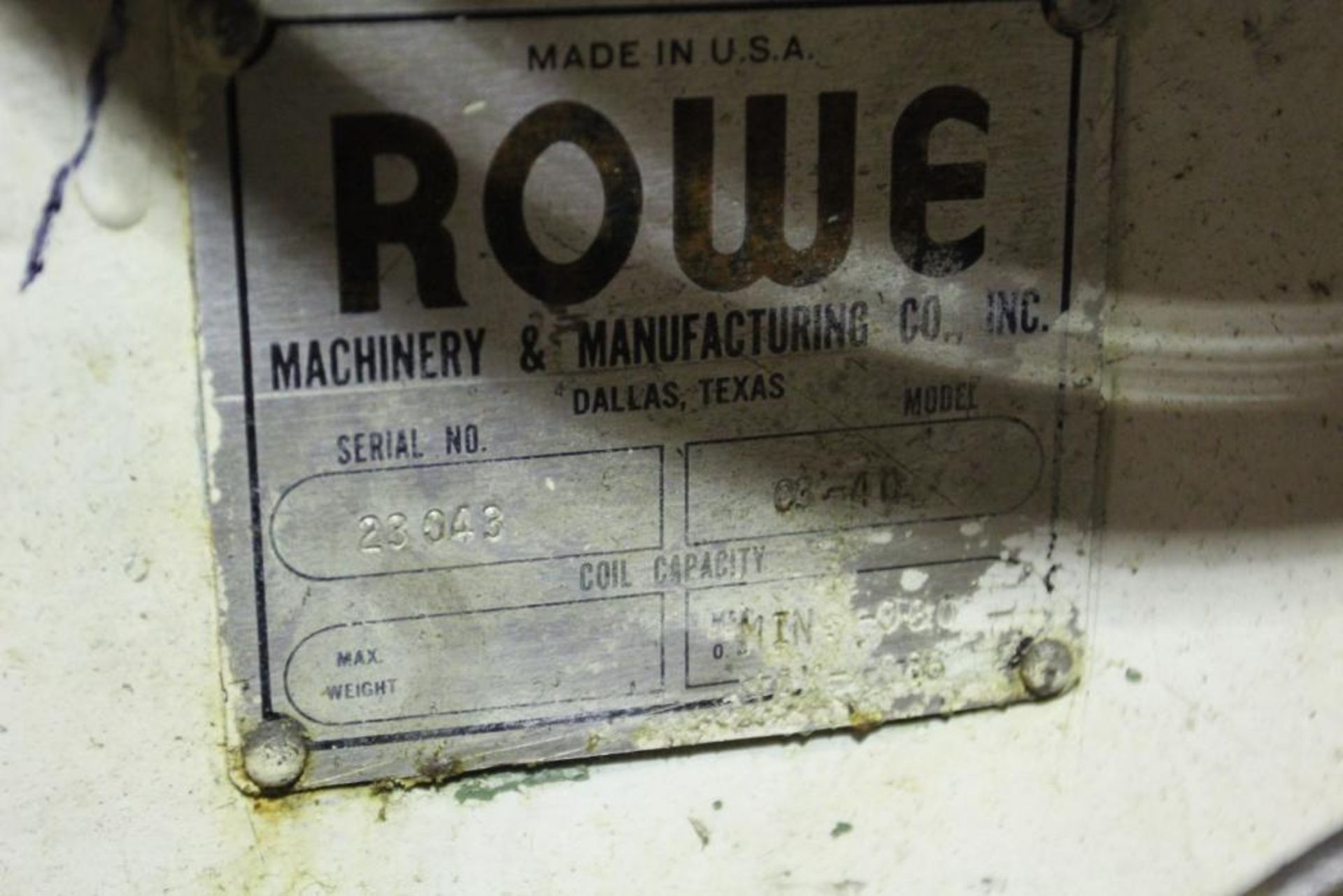 Rowe Coil Straightener, 40" x 0.110", Mdl: C3-40, S/N: 23043 (6987P) (Located In Painesville, OH) - Image 2 of 4
