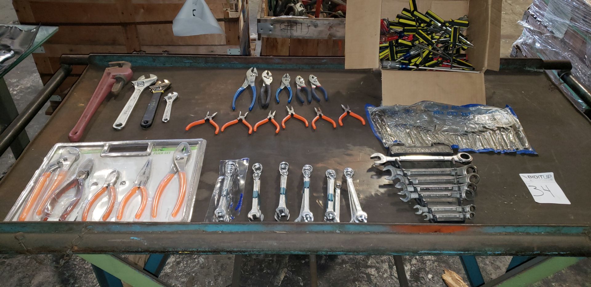 Lot of Assorted Hand Tools To Include:(1) Pittsburgh 5pc Plier set, 18" Pipe Wrench, 12" Crescent