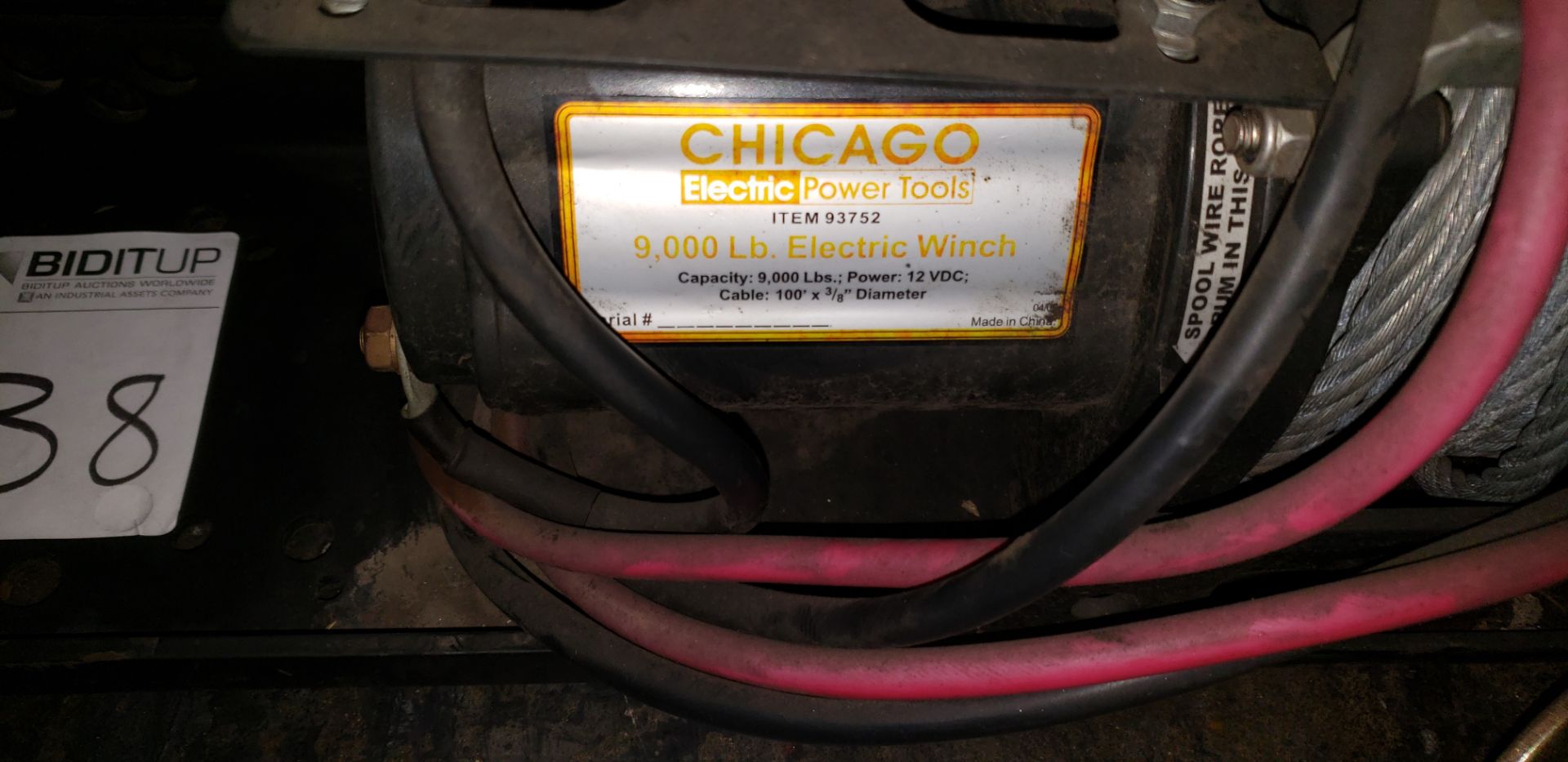 Chicago Electric Power Tools, Mdl: 93752 Electric Winch 9,000 lb. Capacity, Power 12VDC, Cable - Image 2 of 2