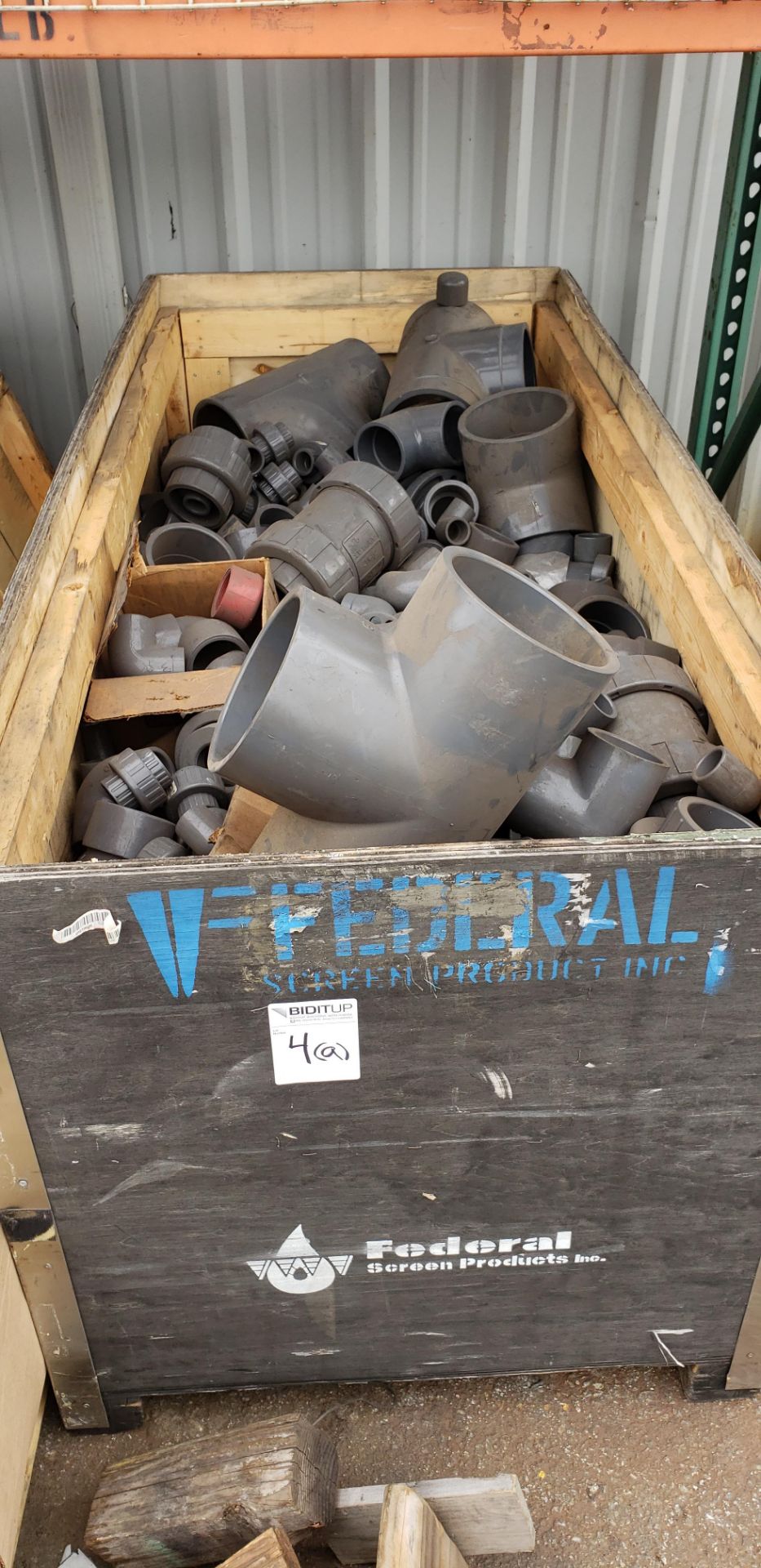 Crates of Assorted PVC Pipe Fittings 3/4" - 6" SCH 40-80 PVC Pipe Fittings, (1) 34" x 36" x 30 Crate