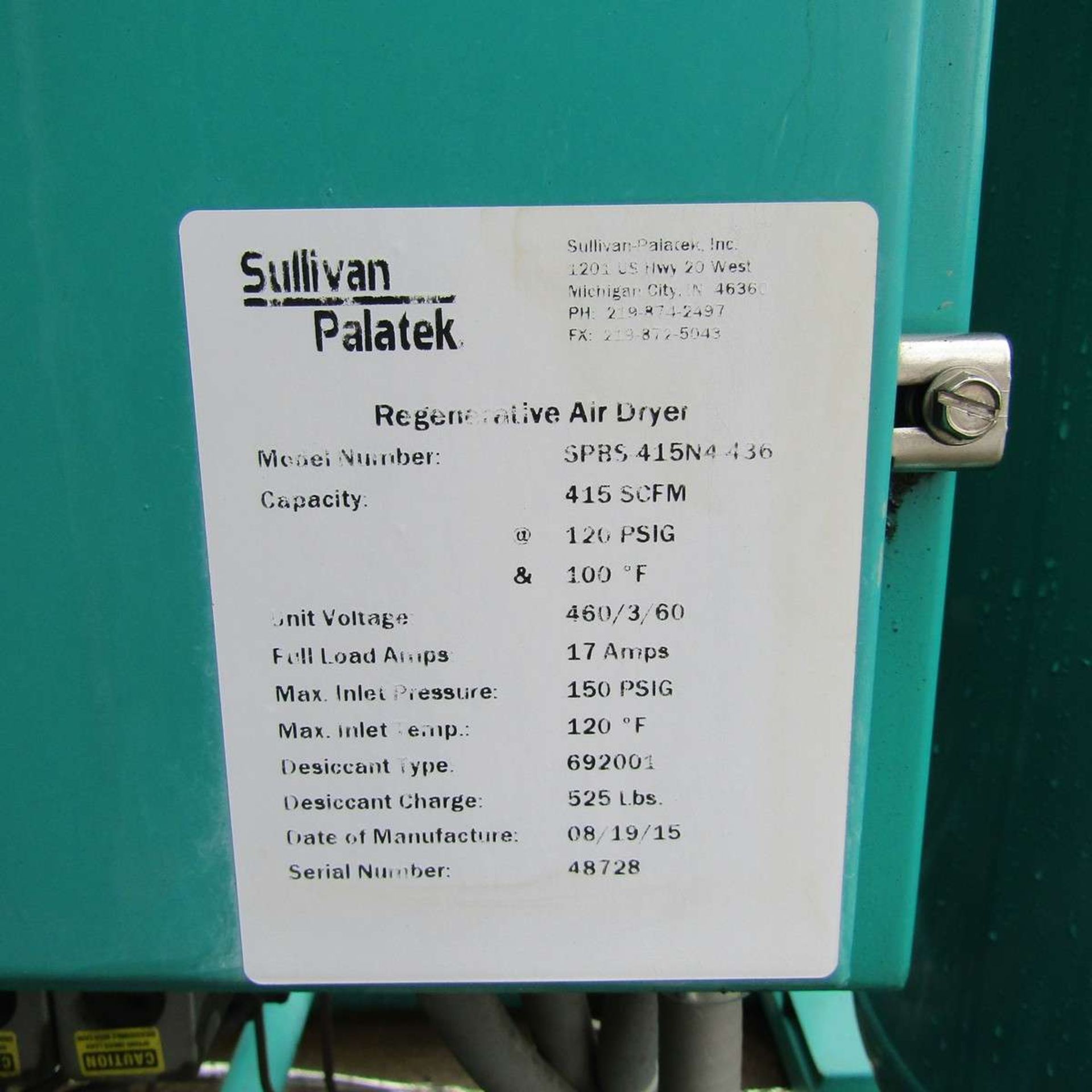 2015 Sullivan SPBS415N4436 Regenerative Air Dryer - Image 3 of 6