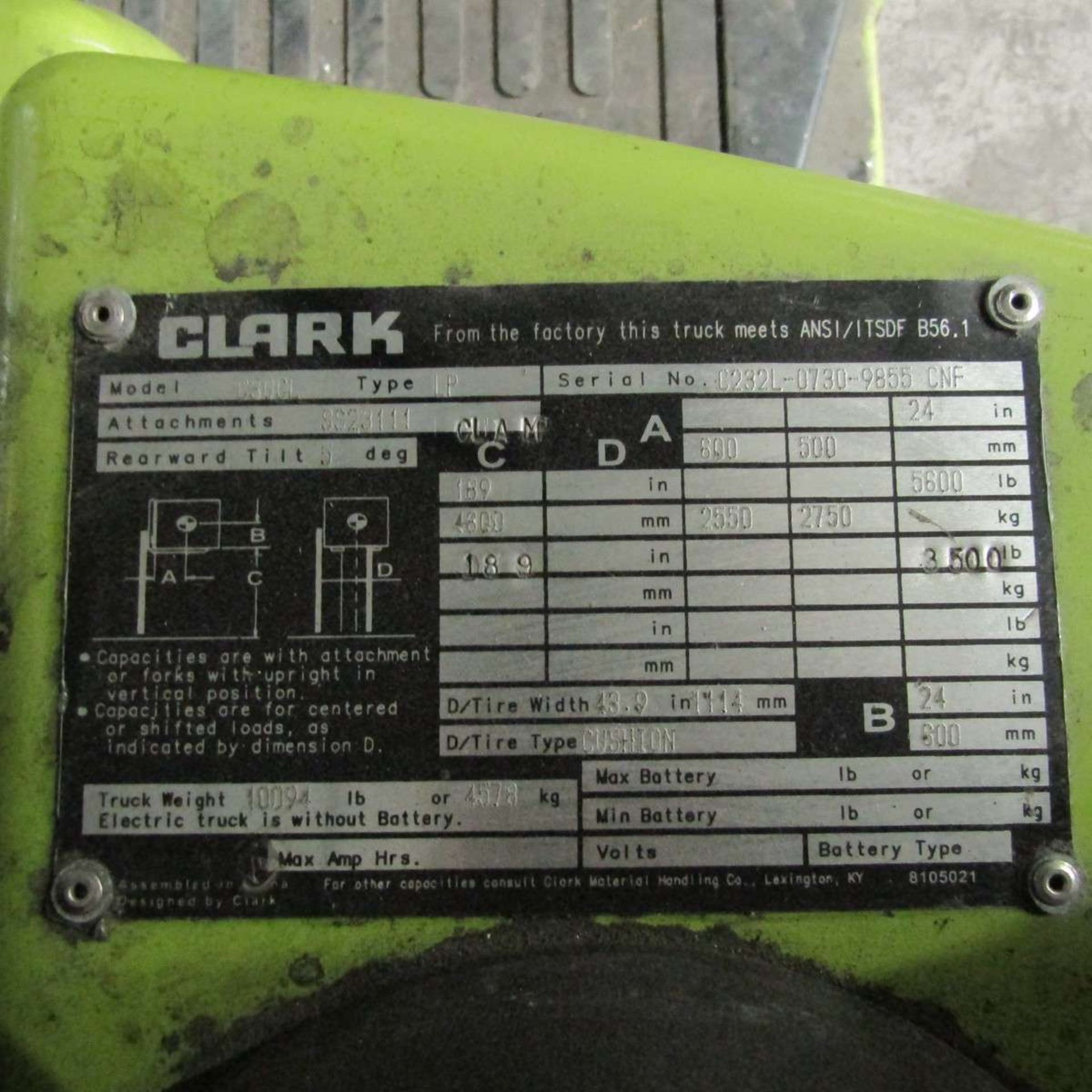 Clark C30GL Forklift - Image 6 of 9