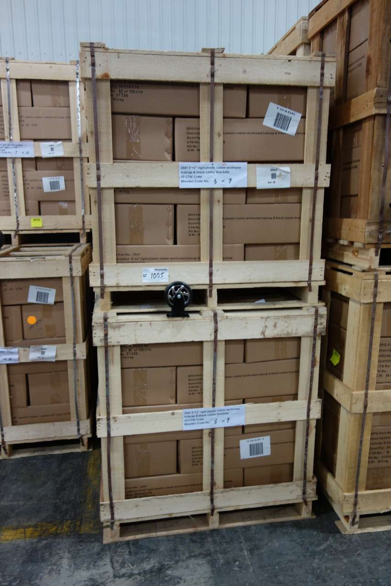 12 pallets of 5" x 2" rigid plastic castors - Image 2 of 2