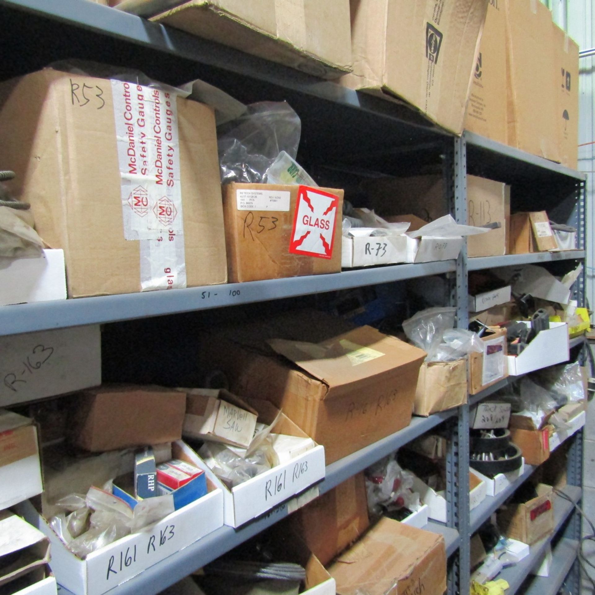 Shelving Units with Contents to Include 74" x 48", Pumps, Connectors, Plugs, Oil Filters, Fittings - Image 12 of 15
