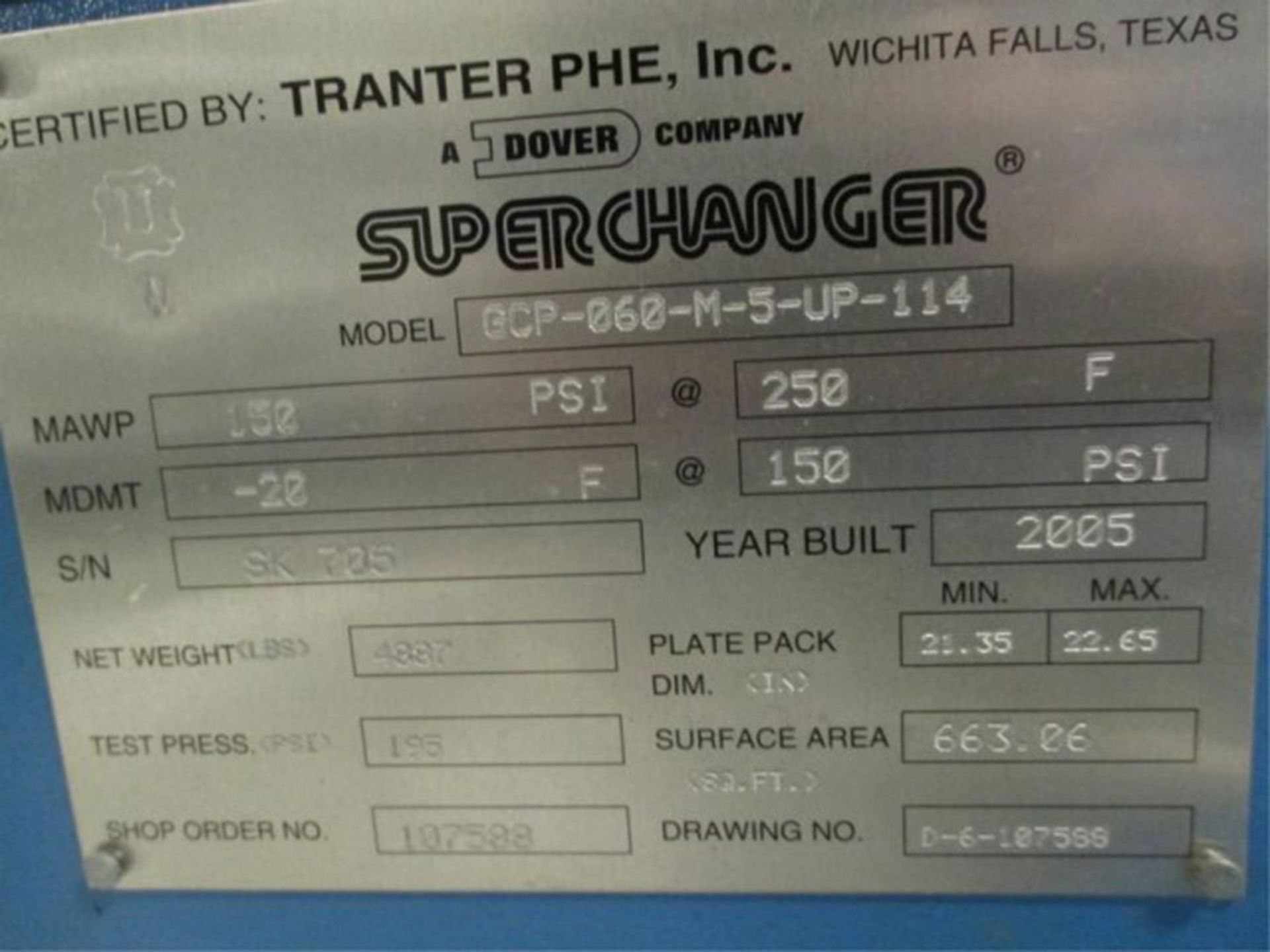 Tranter Dover Super Changer Heat Exchanger 150 PSI @ 250 Degree Plate Type - Located In: - Image 13 of 13