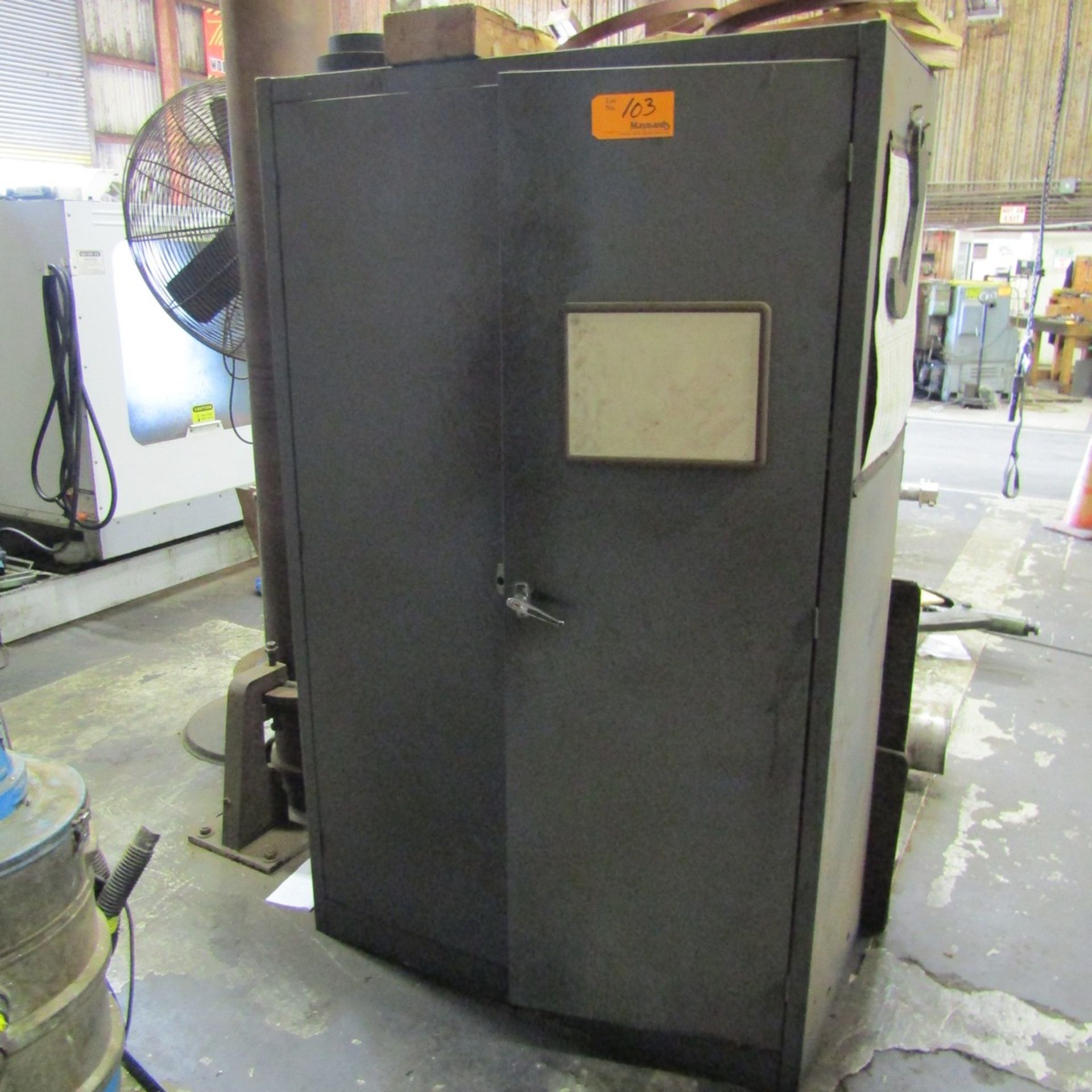 2-Door Cabinet with Spare Parts for Lathes to Include: Spare Chuck Jaws, Holders, Cutter Bits, Etc.