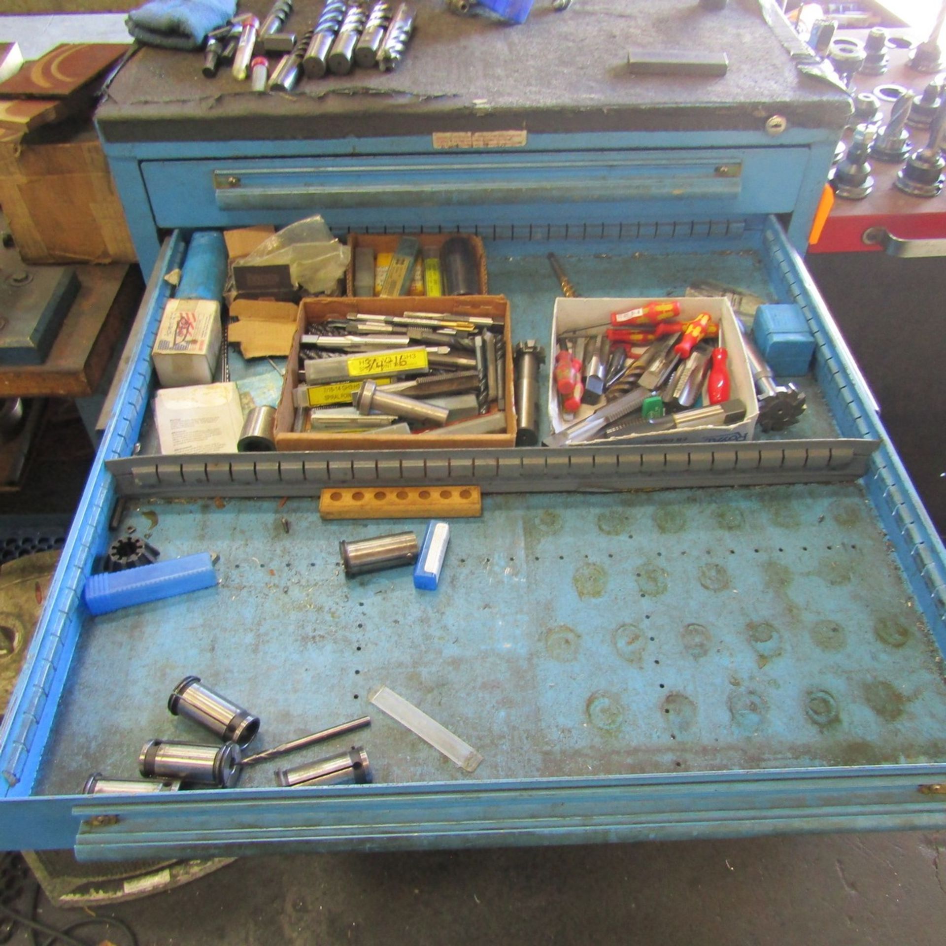 9-Drawer Heavy Duty Parts Cabinet with Contents to Include; Drill Bits, Cutter Bits, Bolts, Holders, - Image 3 of 5