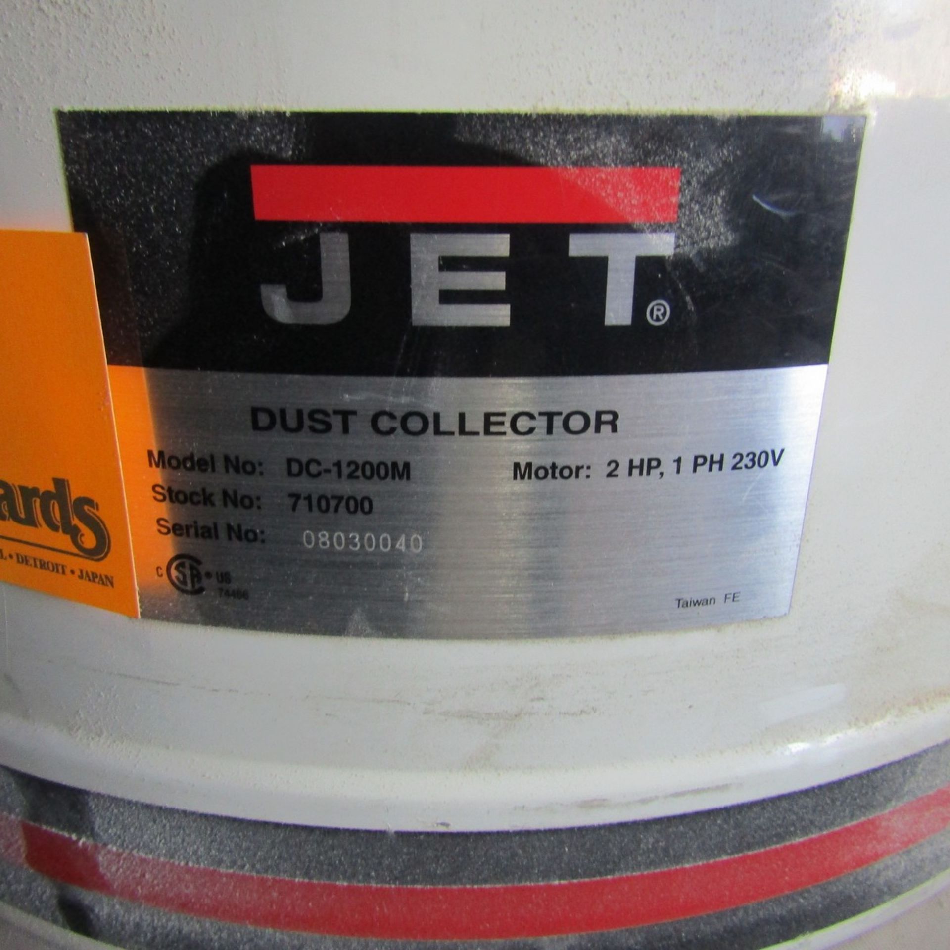 Jet, Mdl: DC-1200M Dust Collection System 2 HP, 1 PH, 230 V, S/N: 08030040 - Image 2 of 2