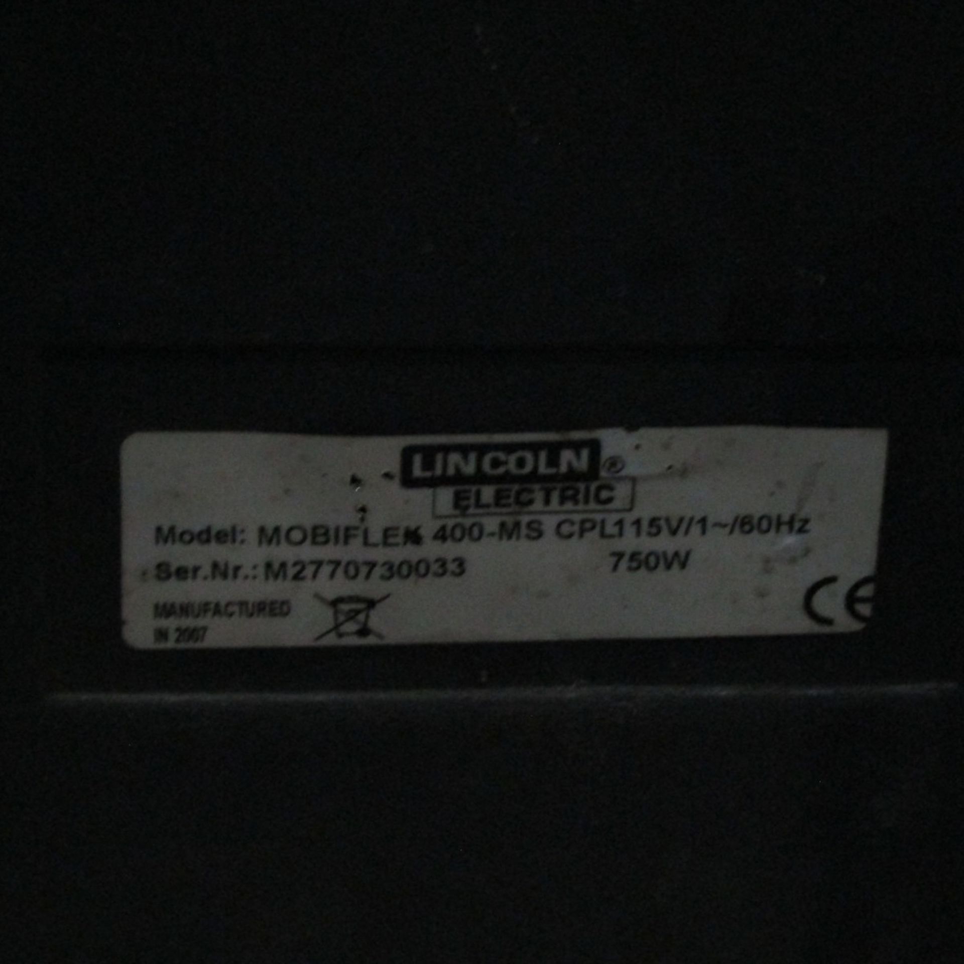 Lincoln, Mdl: Mobiflex 400-MS Portable Fume Extractor 115 V, 1 Ph., 60 Hz, S/N: M2770730033 - Image 2 of 2