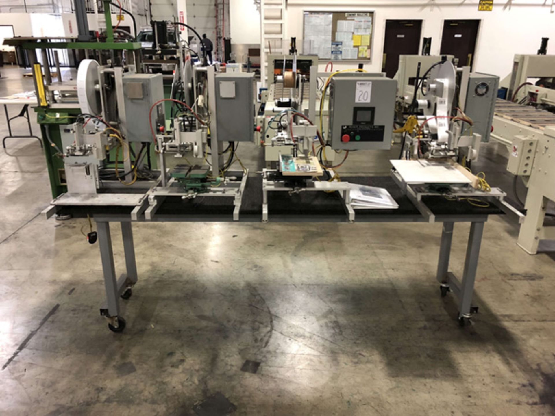 (4) Labeling Machines w/ Work Table on Casters