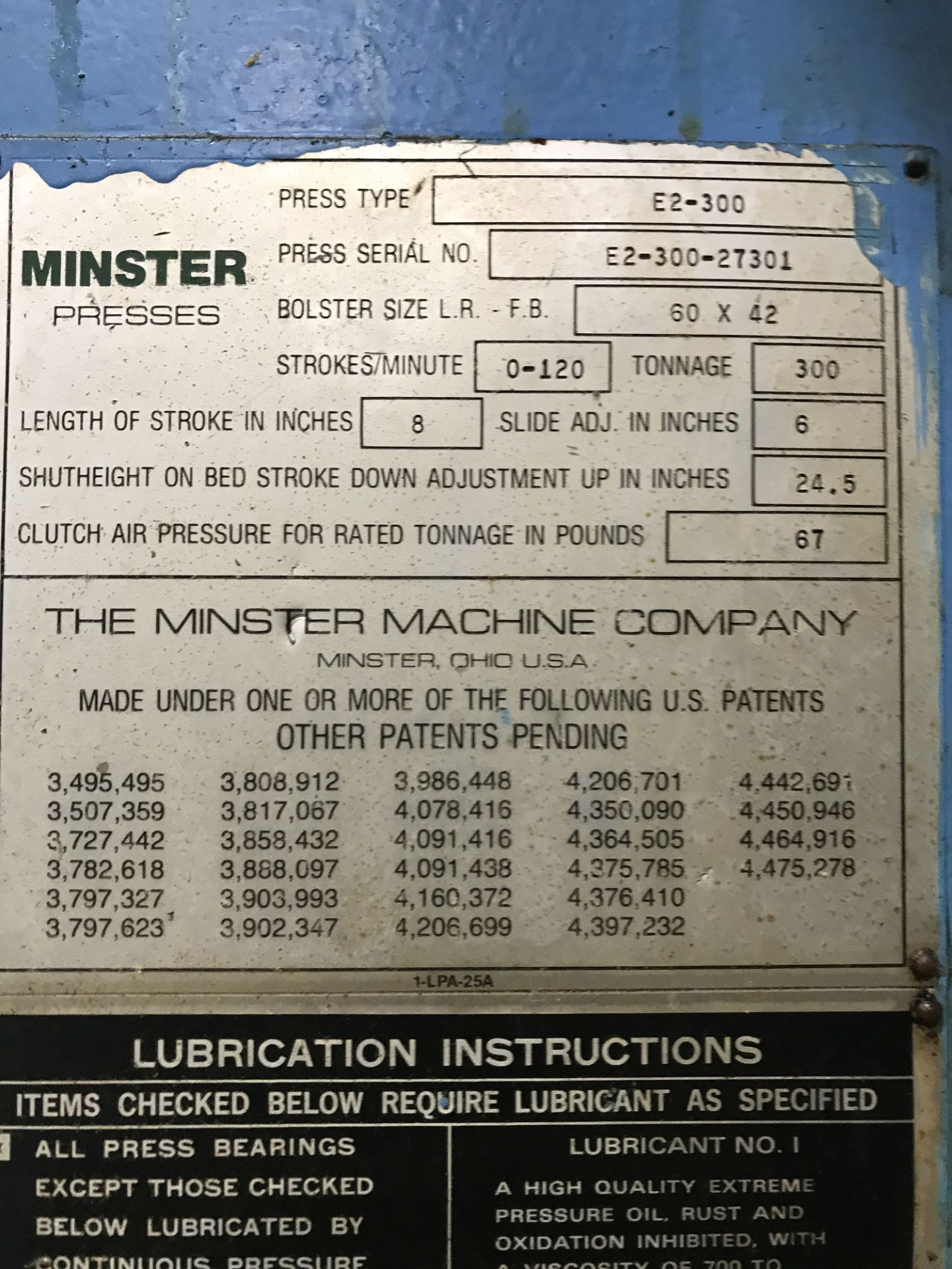 1990 300-Ton x 60" x 42” Minster "HeviStamper" Straight Side Double Crank Eccentric Press, Model: - Image 11 of 12