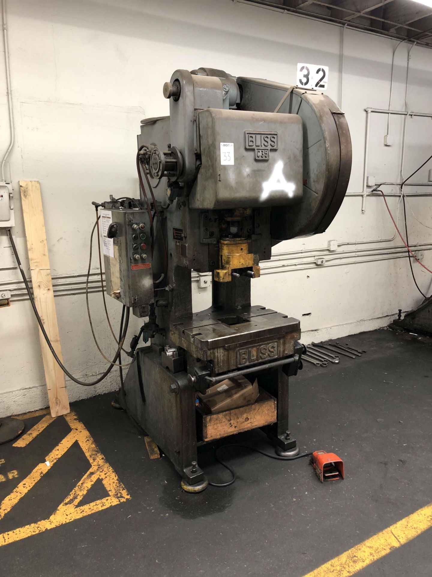 Bliss 35 Ton OBI Punch Press, Model C35, 2-1/2" Slide Adjustment, 3" Stroke, 10-3/4" Shut Height,