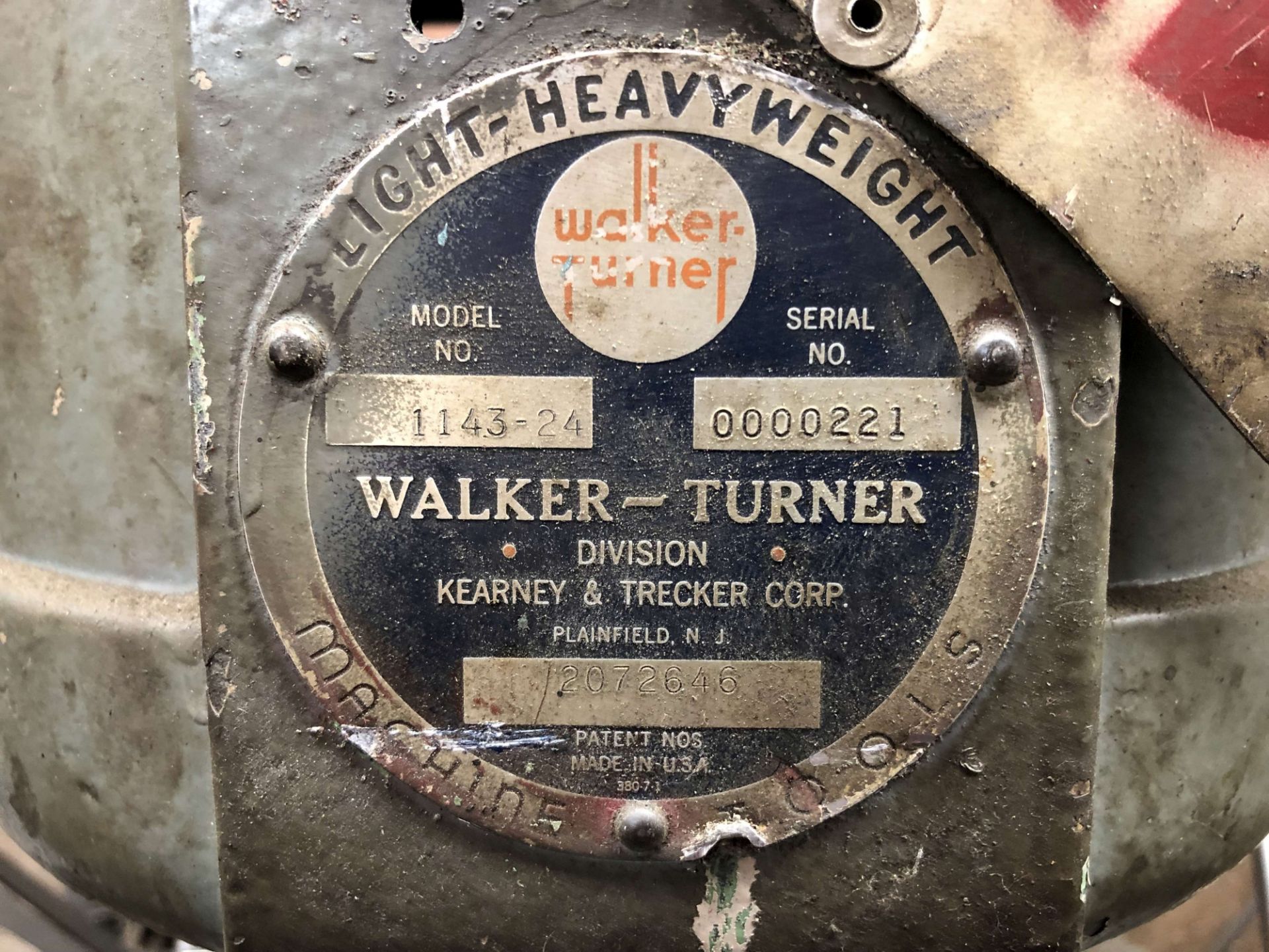 Walker-Turner 18" Drill Press, Table: 35-1/2" L to R, 24-1/2" F to B, Model 1143-24, S/N 0000221 - Image 3 of 3