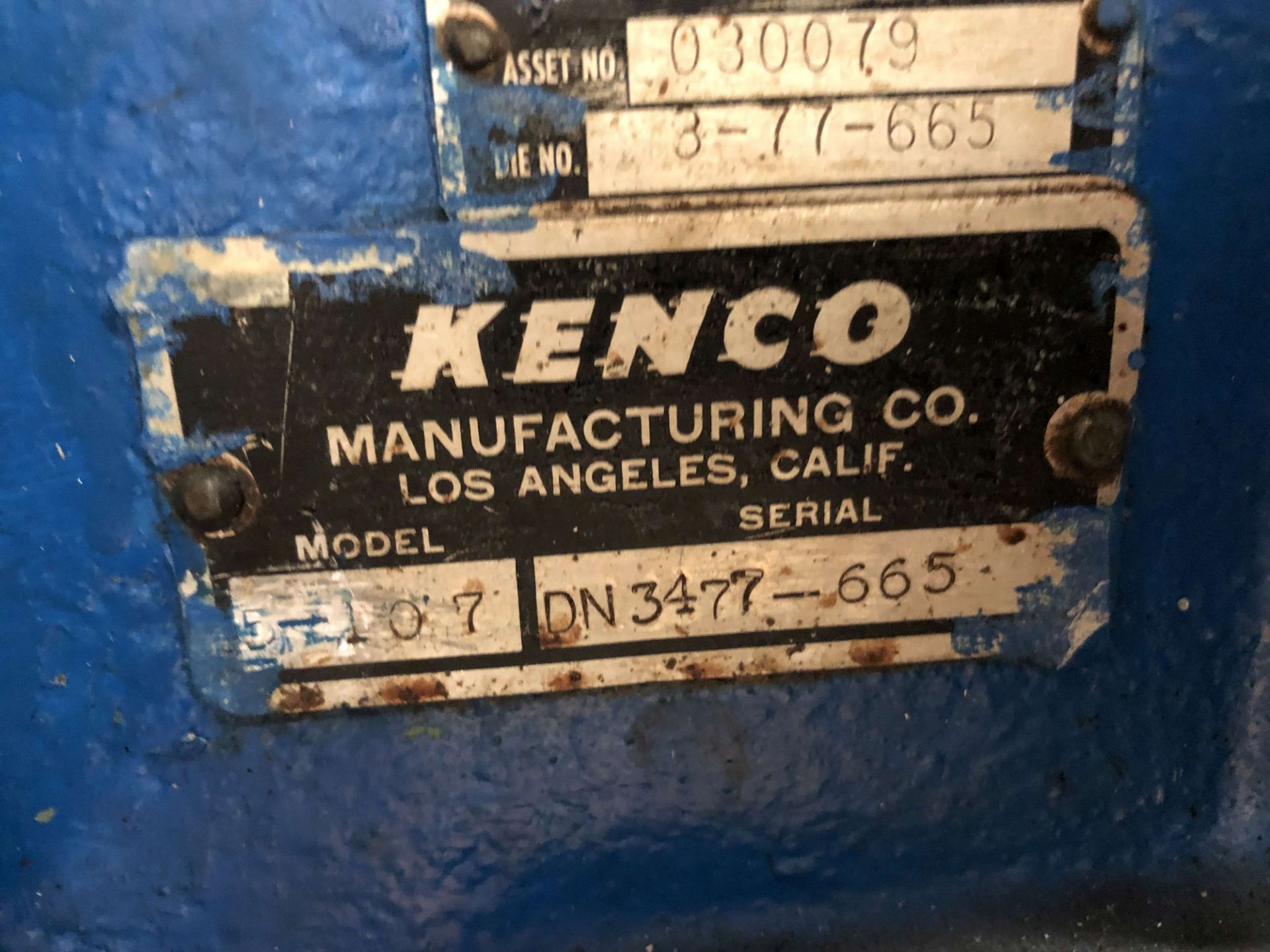 Kenco 5 Ton OBI Punch Press, Model 5-107, 1/2 HP Motor, Electric Foot Pedal, S/N DN3477-665 - Image 2 of 2