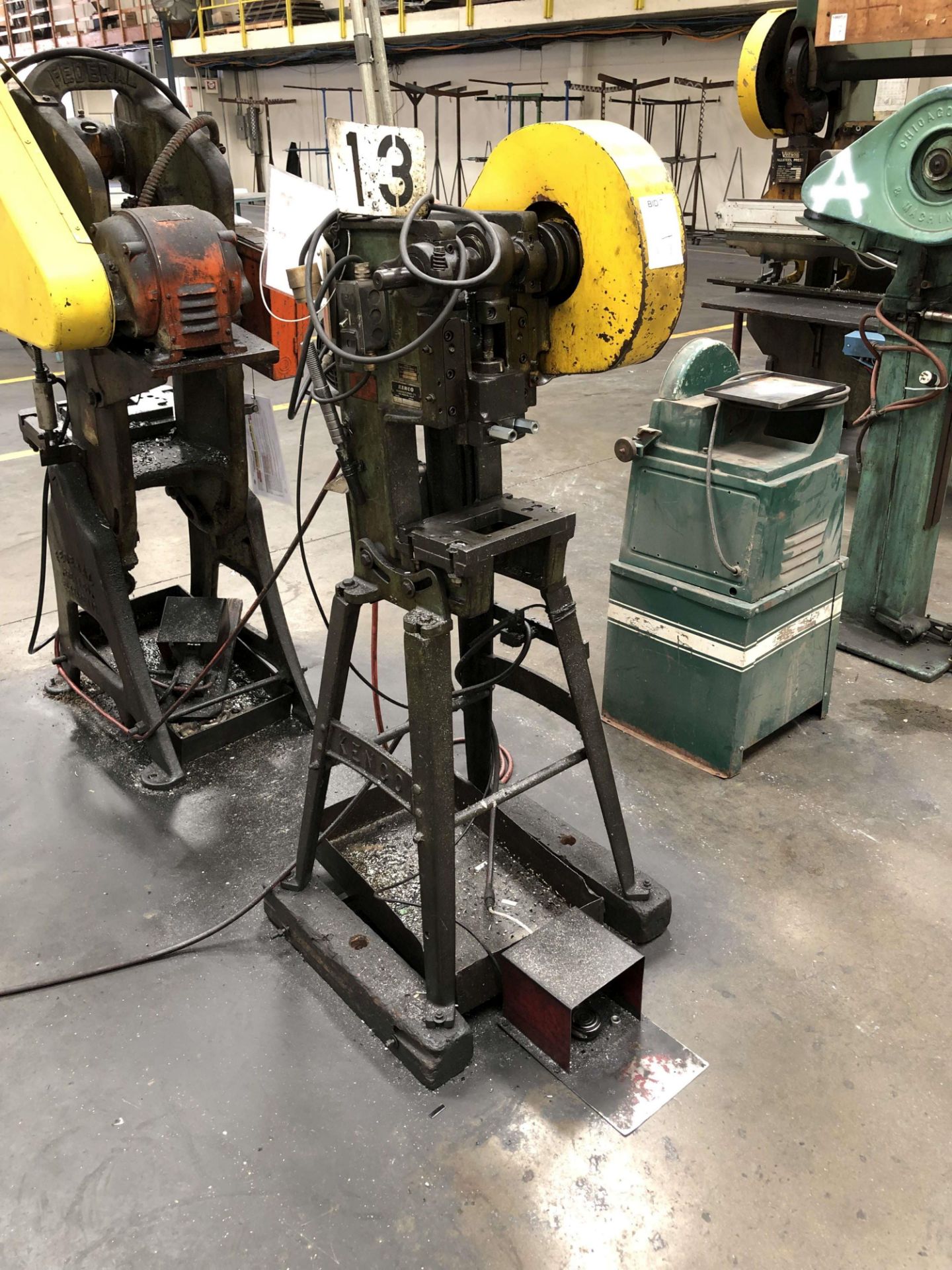 Kenco 5 Ton OBI Punch Press, Model 5-108, 1/2 HP Motor, Electric Foot Pedal, S/N DN2638-1060