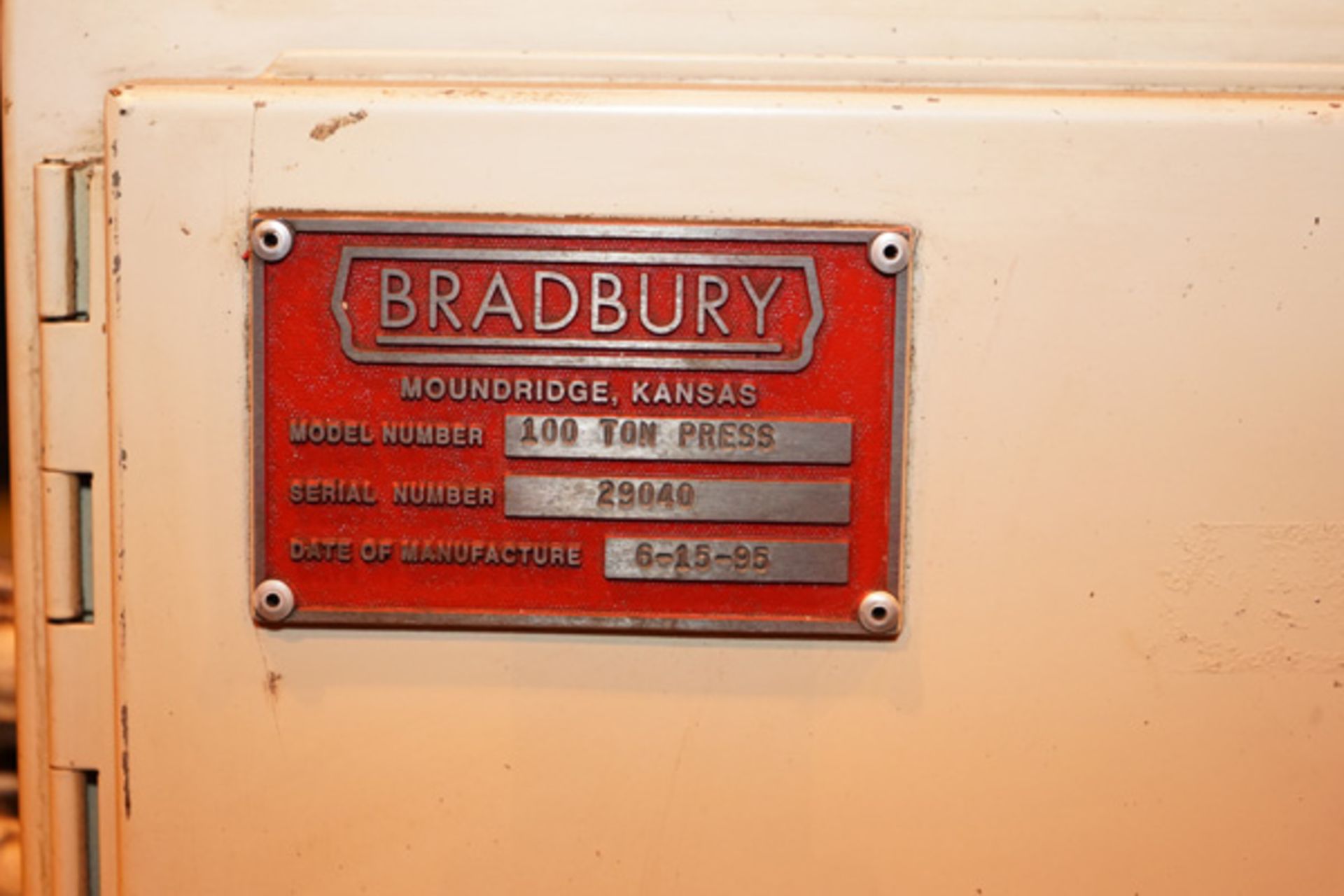 1995 Bradbury 100 Ton Mechanical Press, S/N: 29040 - Image 12 of 12