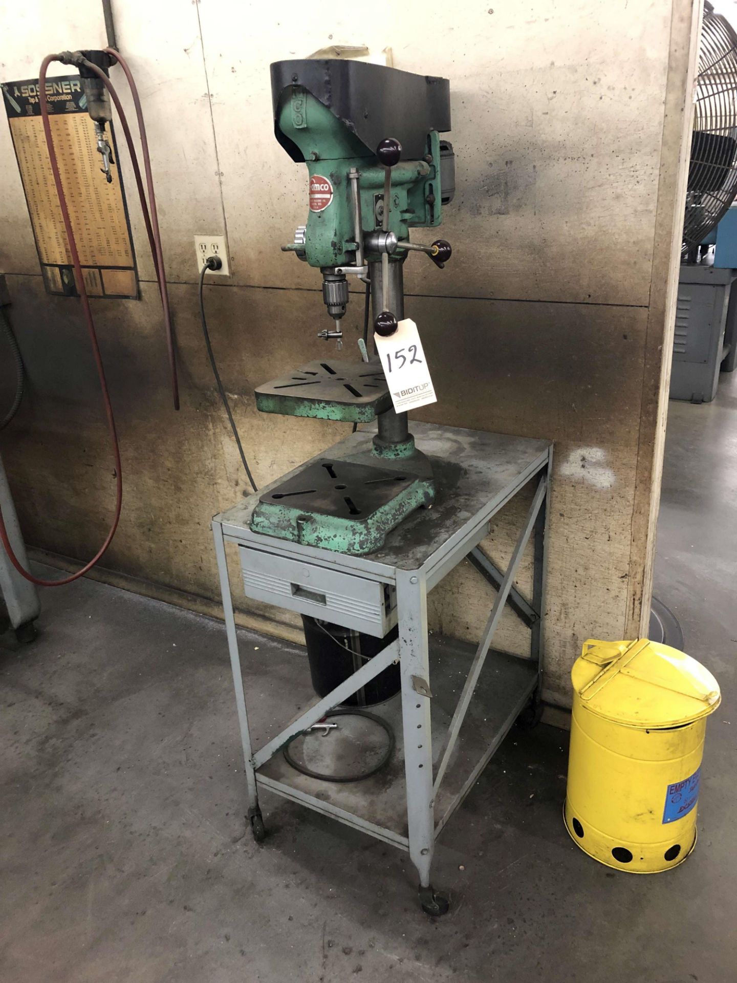 Famco 15" Bench Drill Press, S/N D-D6YZ39, on Metal Shop Cart