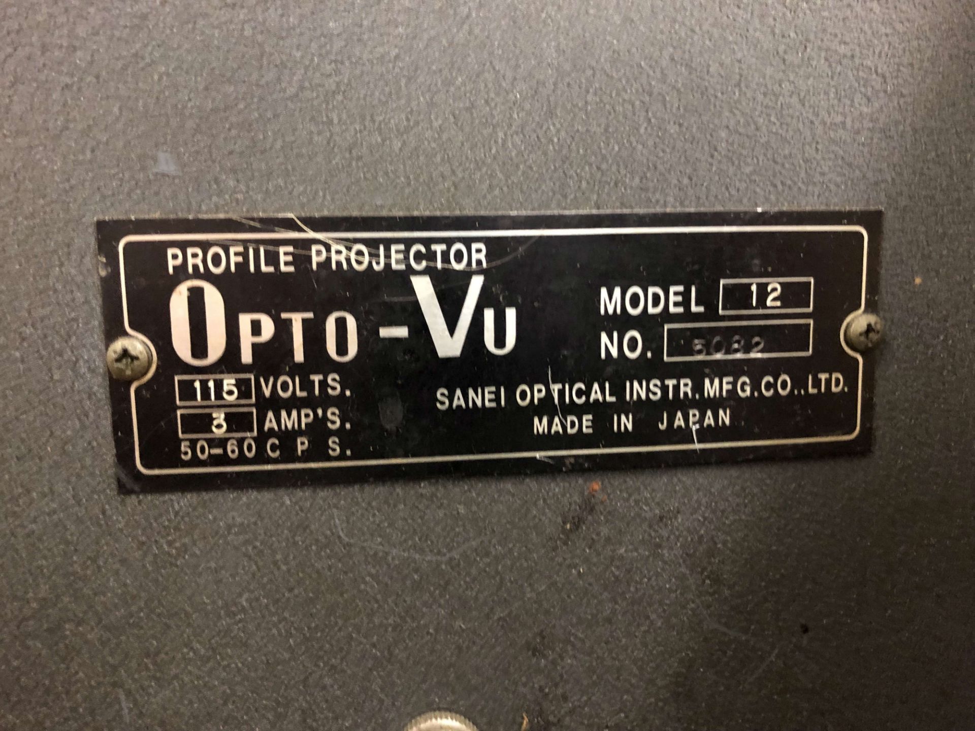 Opto-Vu 12" Profile Projector, Model 12, S/N 5082 - Image 2 of 2