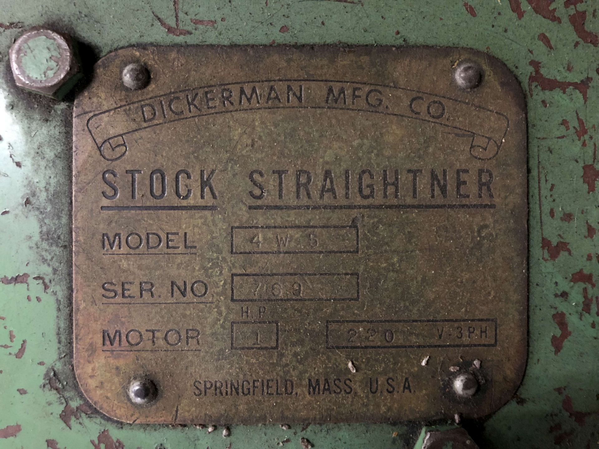Dickerman Stock Straightener, 4" Max Coil Width, Model 4W5, 1 HP - Image 3 of 3