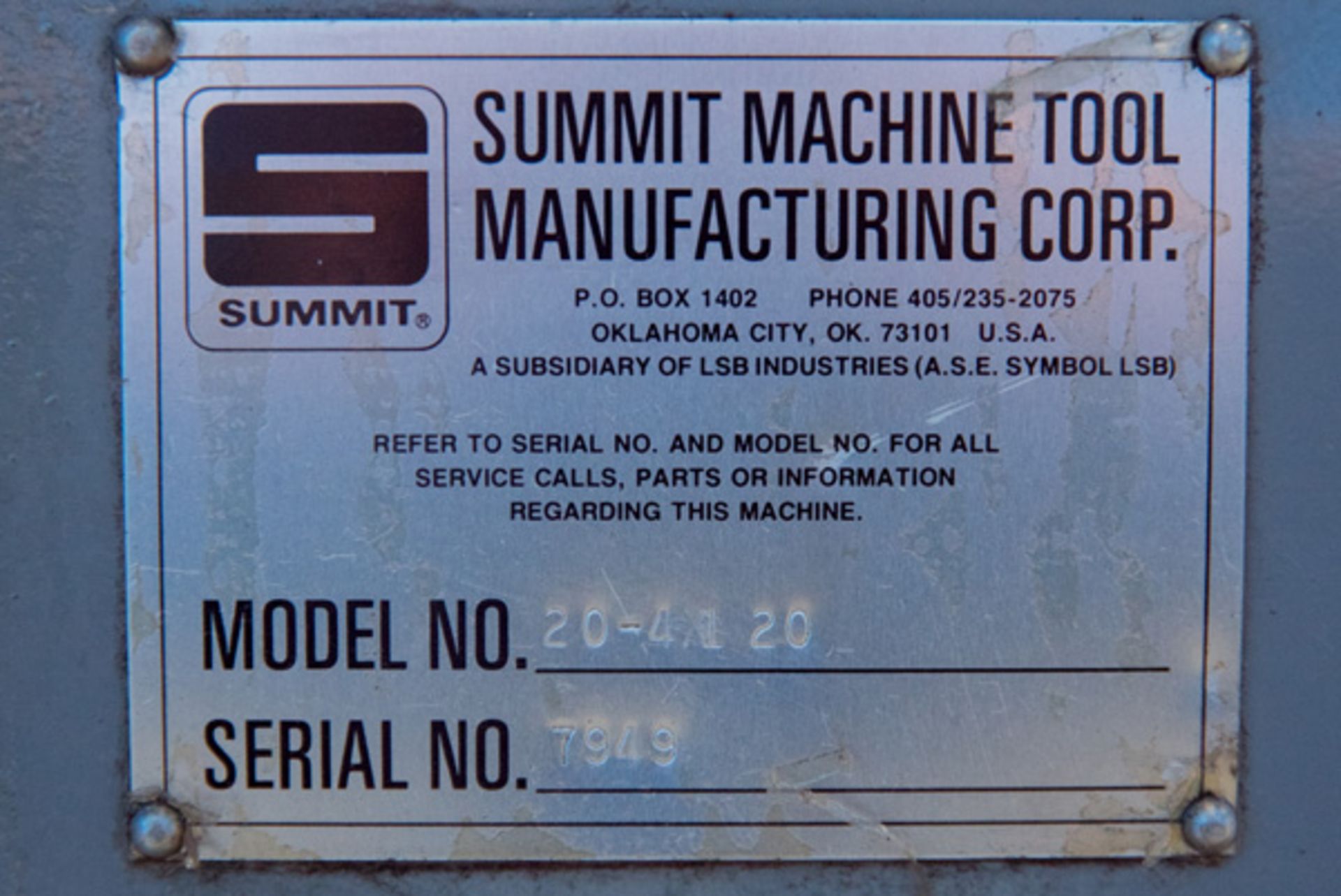 19"/27" Center x 120" Swing Summit Engine Lathe Metal Turning Machine - Located In: Huntington Park, - Image 12 of 12