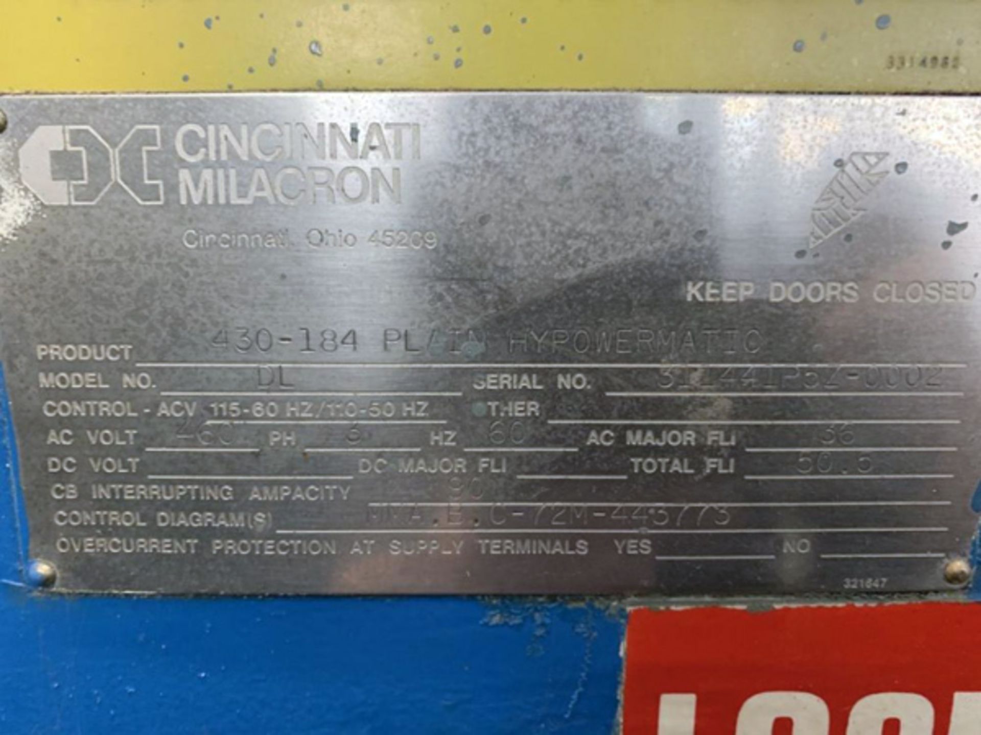 Cincinnati Simplex Hypowermatic Production Mill 18" x 80", Mdl: 430-184 Plain Hypowermatic, S/N: - Image 7 of 7