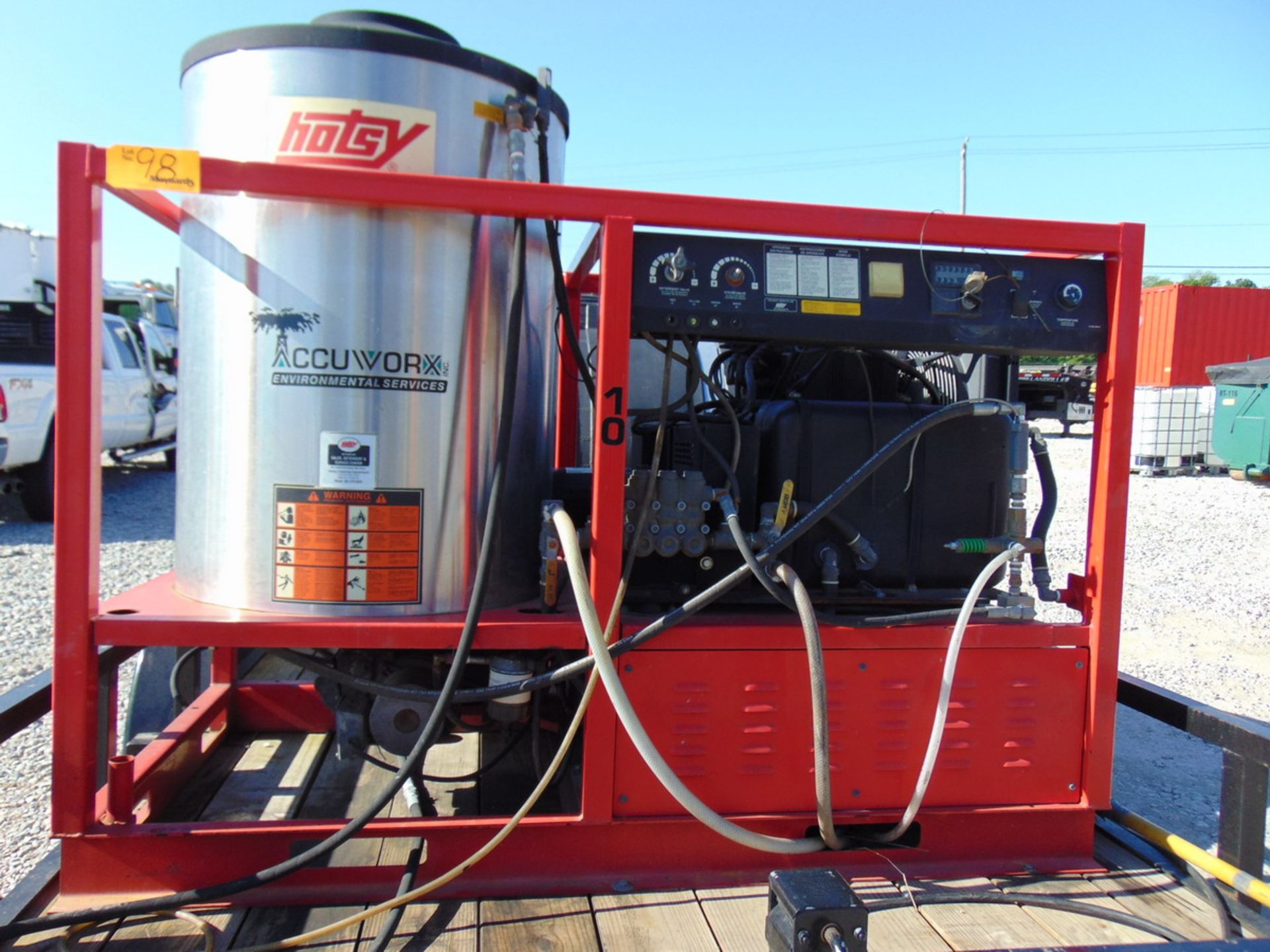 2011 Hugh Utility 16' T/A Utility Trailer Hotsy 2,500 PSI 9.5 GPM Pressure Washer (655 Hours), Water - Image 7 of 12