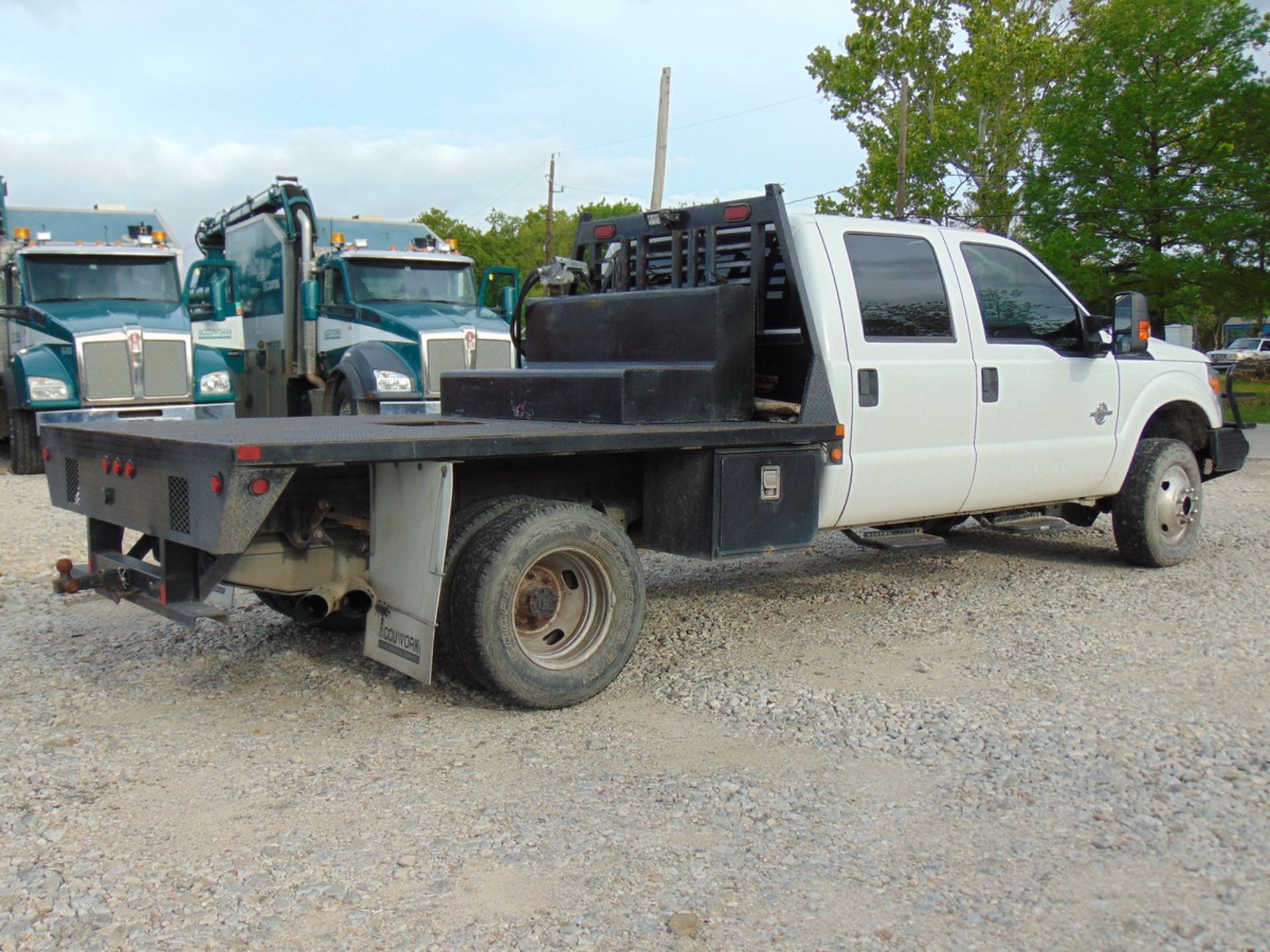 2014 Ford F-350 Super Duty Super Crew Flat Bed Pickup Truck, w/ Aux. Oil Tank and Pump, In-Bed - Image 3 of 14