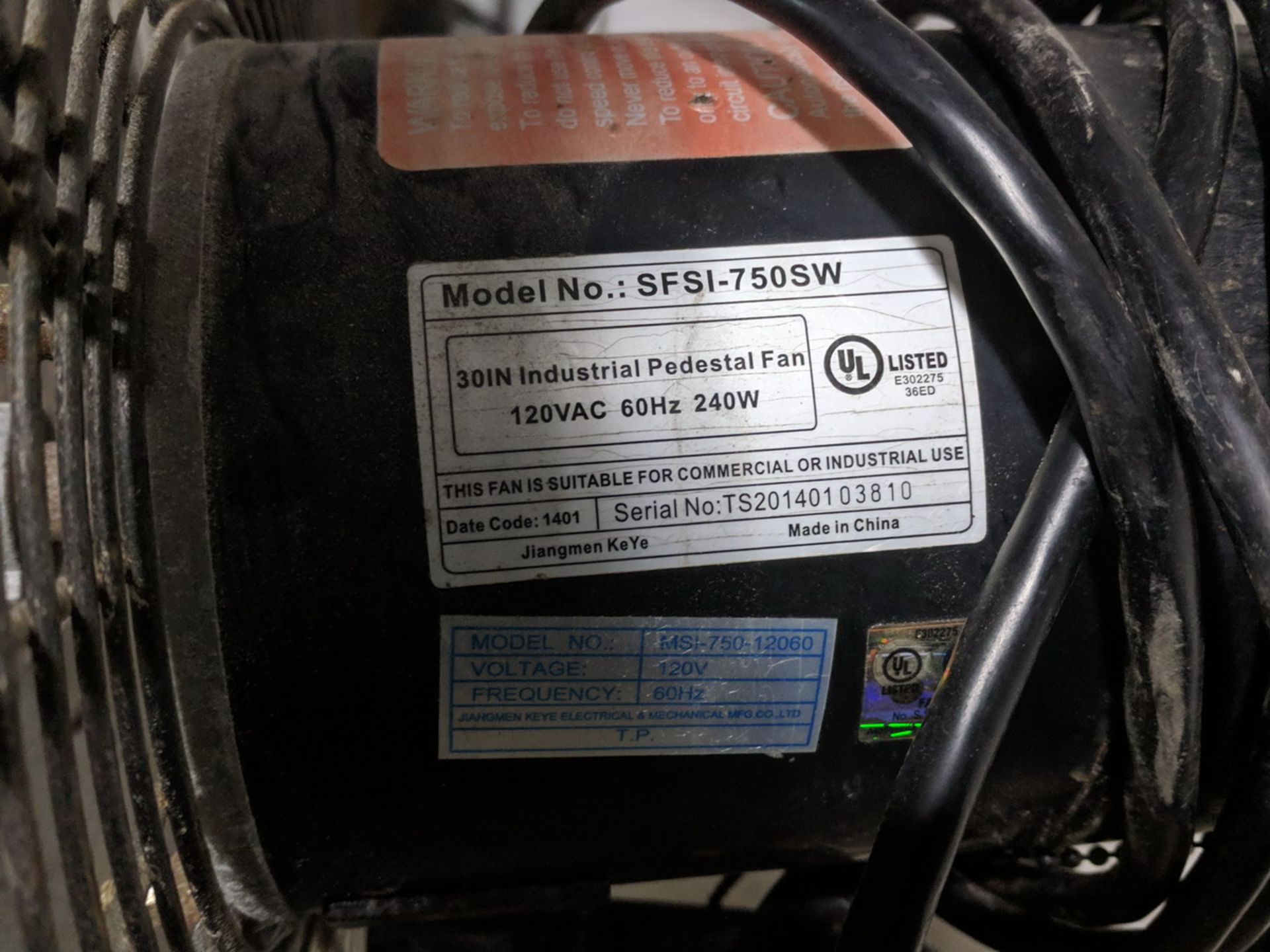 Fans (2) 30" Adjustable Pedestal Fans,120VAC, 60HZ, 240W, Mfg: County Line; (1) 42" Drum Fan, - Image 5 of 5