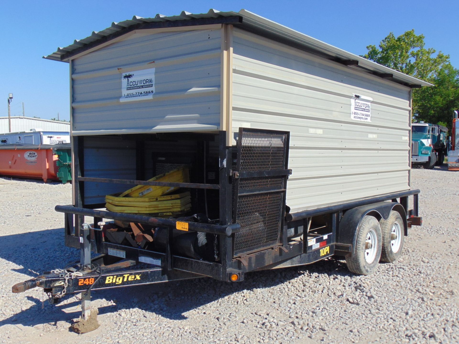 2012 Big Tex 10PI-16BK 16' T/A Pipe Top Utiliy Trailer Outfitted w/ Cool Down Shed, (2) Port-A-