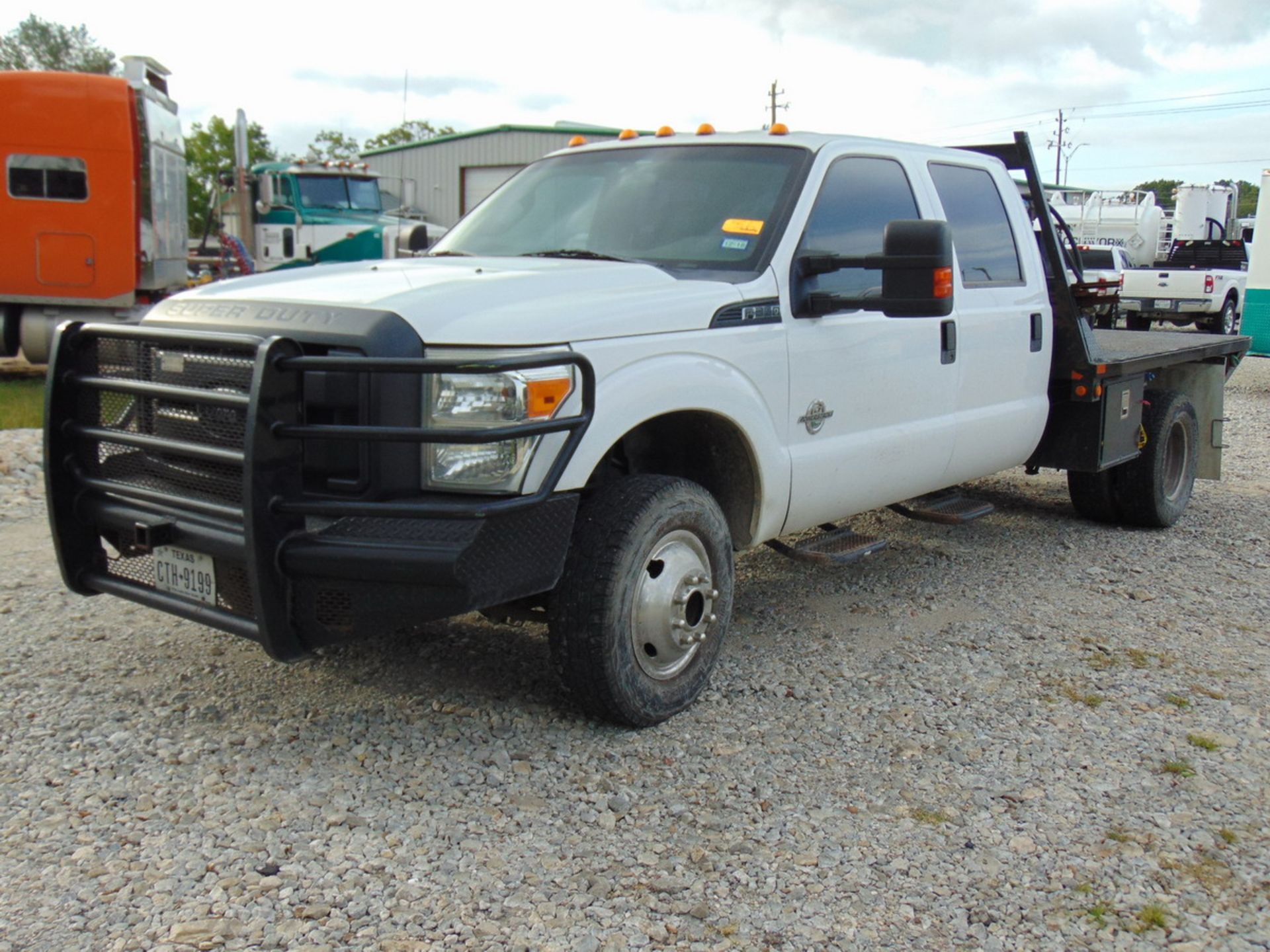 2014 Ford F-350 Super Duty Super Crew Flat Bed Pickup Truck, w/ Aux. Oil Tank and Pump, In-Bed