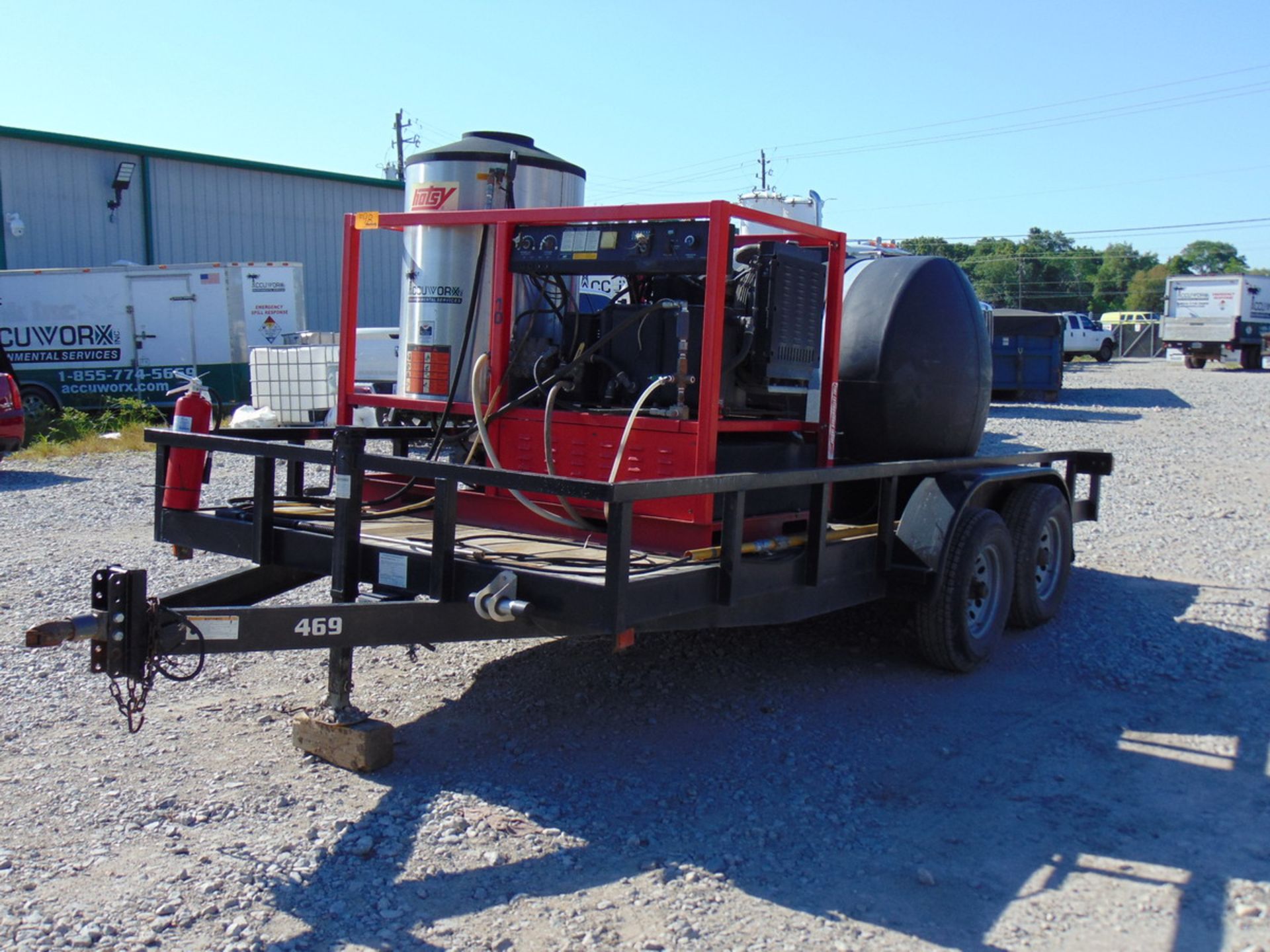 2011 Hugh Utility 16' T/A Utility Trailer Hotsy 2,500 PSI 9.5 GPM Pressure Washer (655 Hours), Water - Image 2 of 12