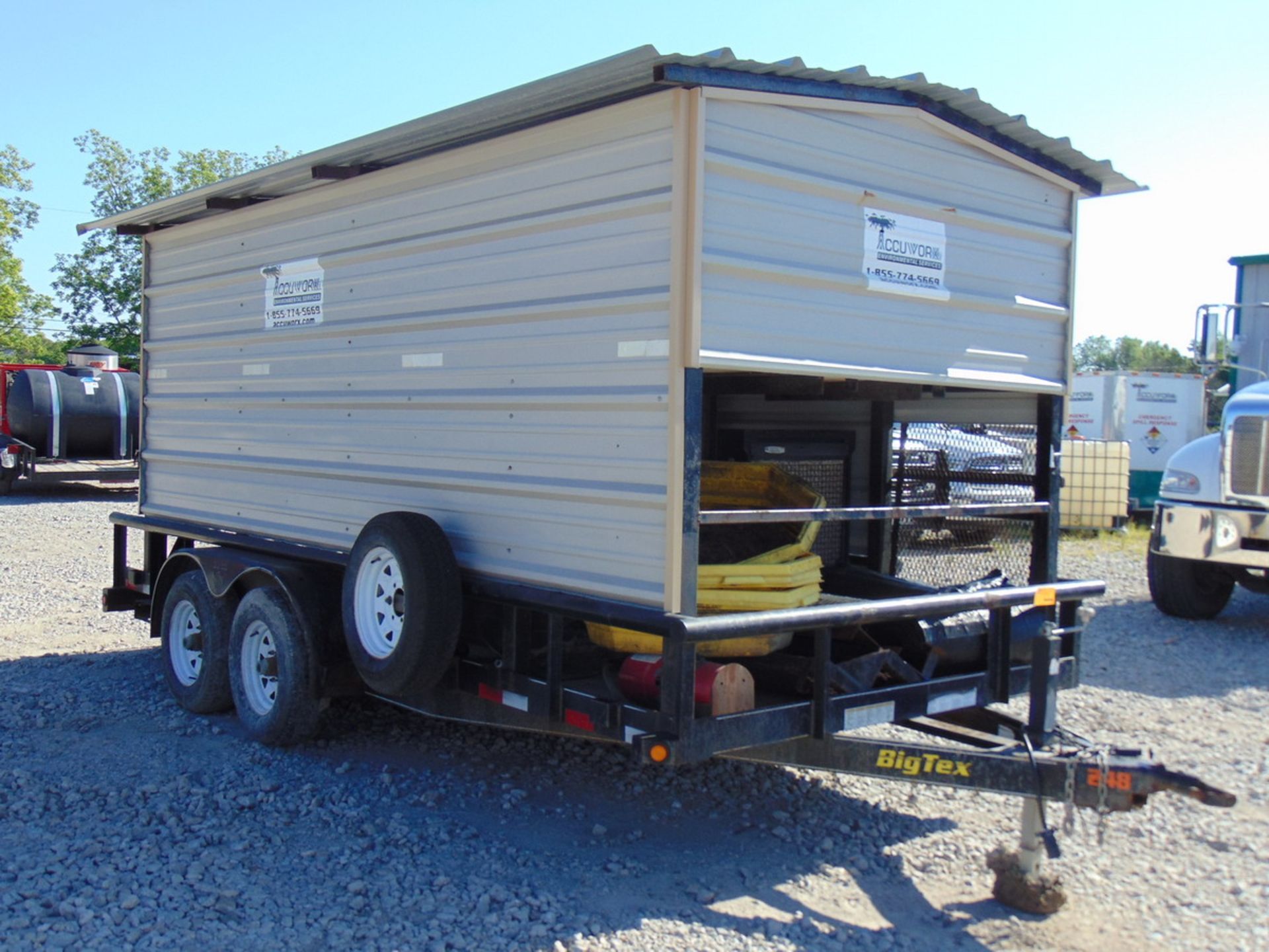 2012 Big Tex 10PI-16BK 16' T/A Pipe Top Utiliy Trailer Outfitted w/ Cool Down Shed, (2) Port-A- - Image 2 of 11