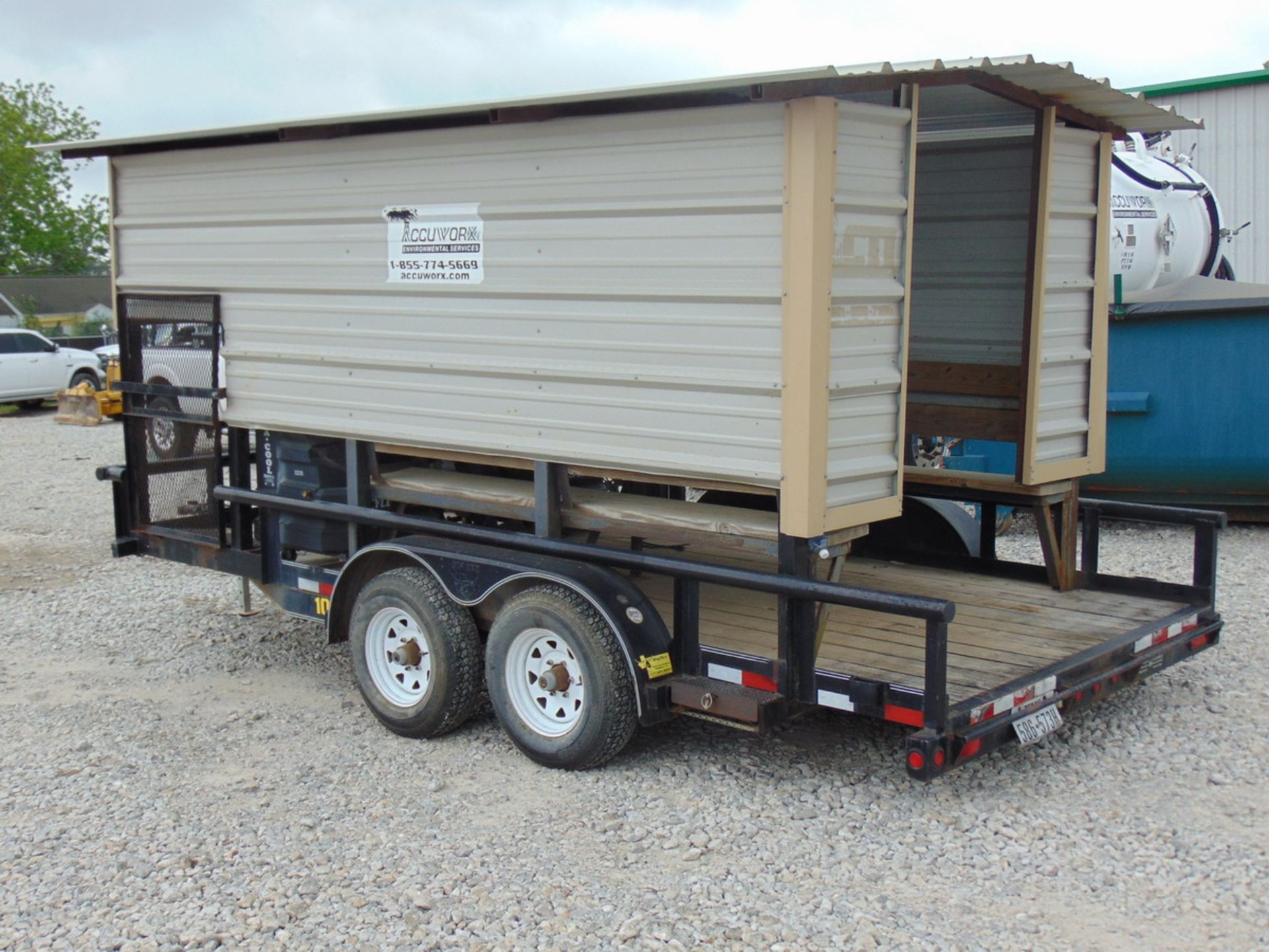 2011 Big Tex 10PI-16BK 16' T/A Pipe Top Utiliy Trailer Outfitted w/ Cool Down Shed - (2) Port-A-Cool - Image 3 of 9