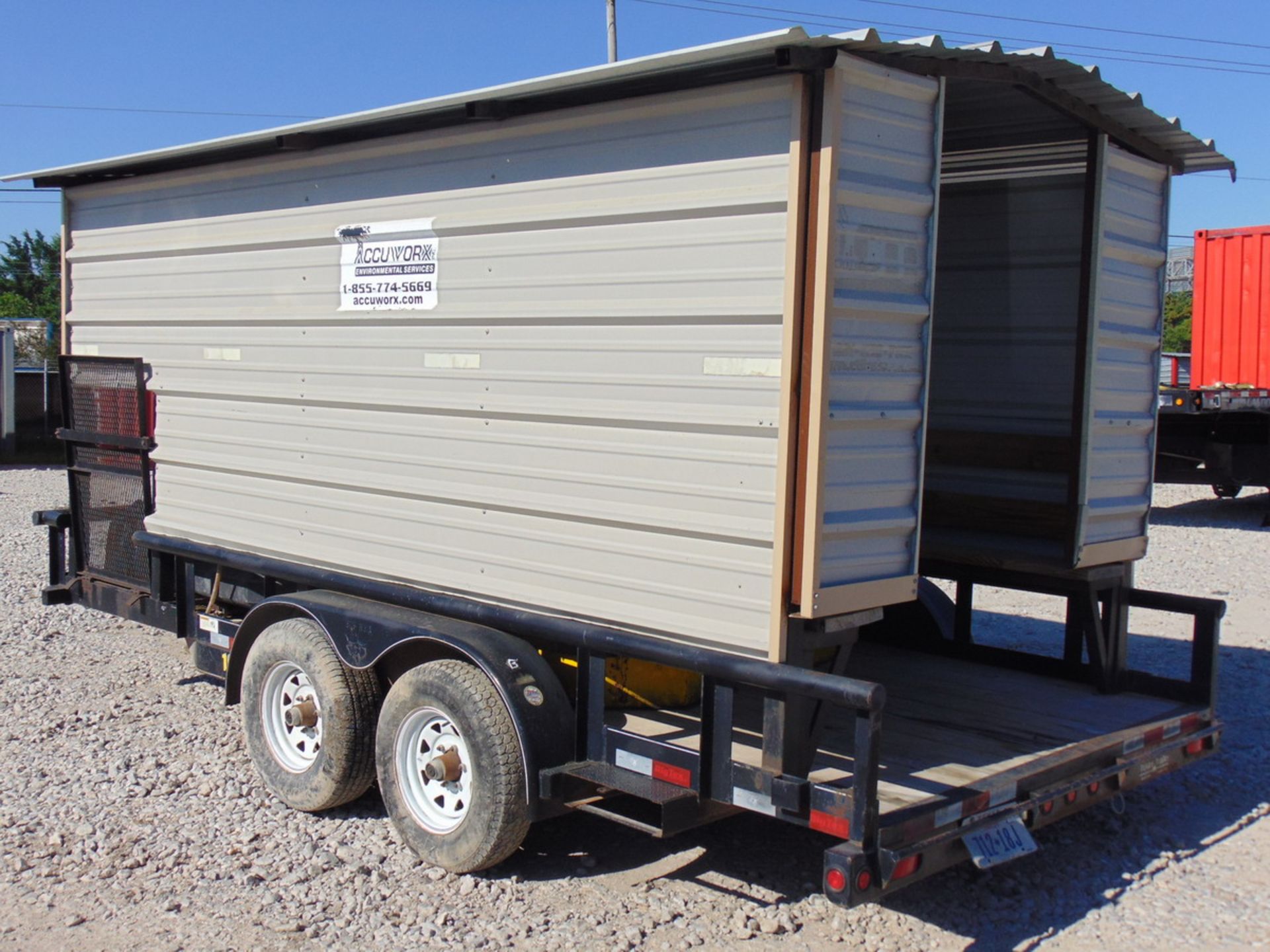 2012 Big Tex 10PI-16BK 16' T/A Pipe Top Utiliy Trailer Outfitted w/ Cool Down Shed, (2) Port-A- - Image 3 of 11
